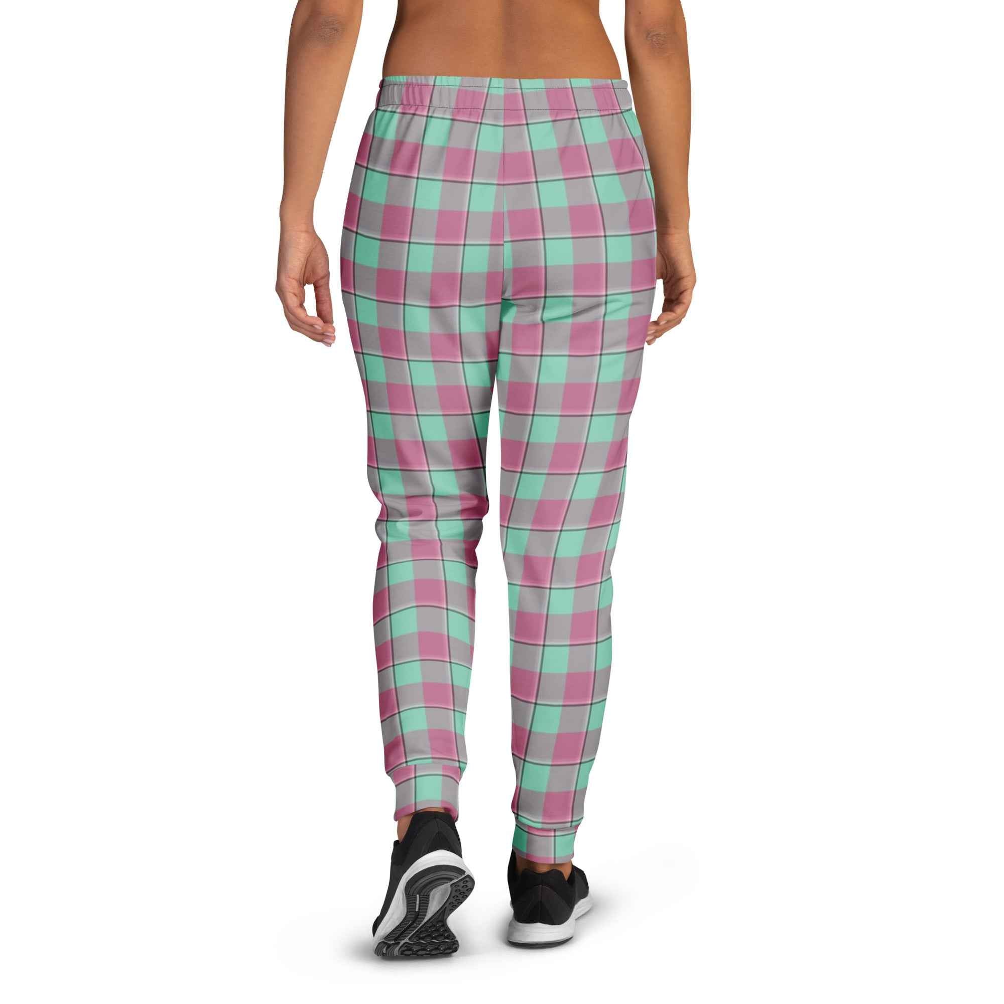 Vista Blue and Turkish Rose Plaid Women's Joggers - Scottish Squares