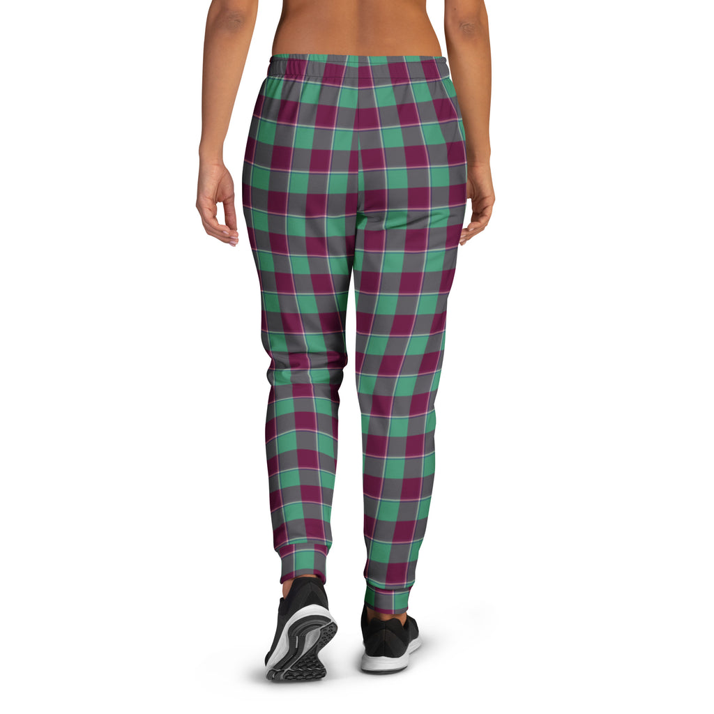 Ocean Green and Mulberry Wood Plaid Women's Joggers - Scottish Squares