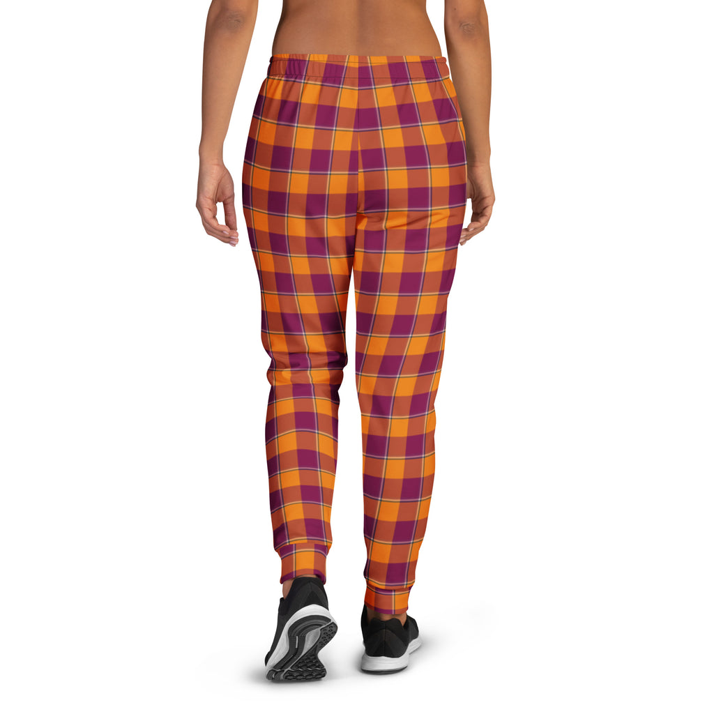 Tahiti Gold and Rose Bud Cherry Plaid Women's Joggers - Scottish Squares