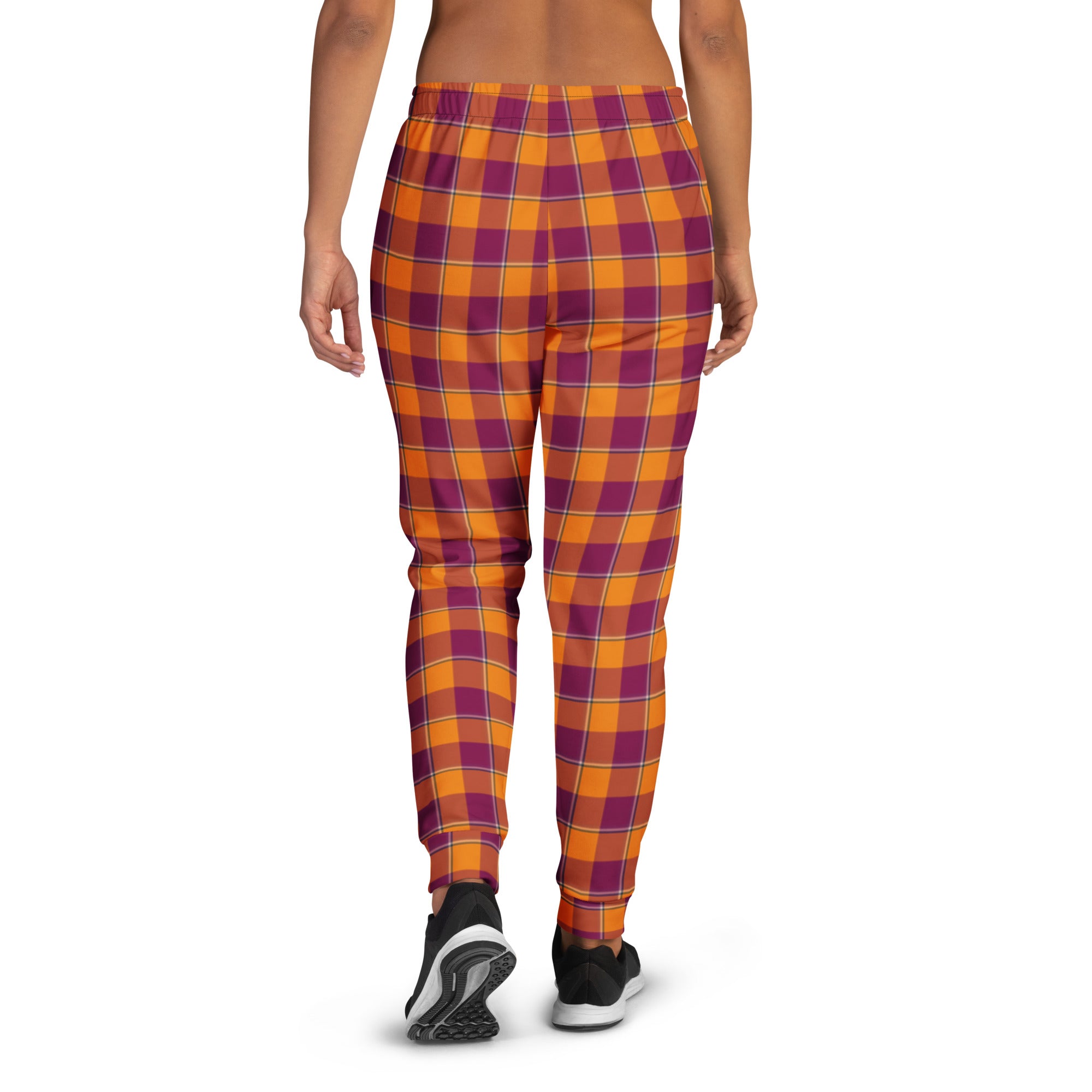 Tahiti Gold and Rose Bud Cherry Plaid Women's Joggers - Scottish Squares