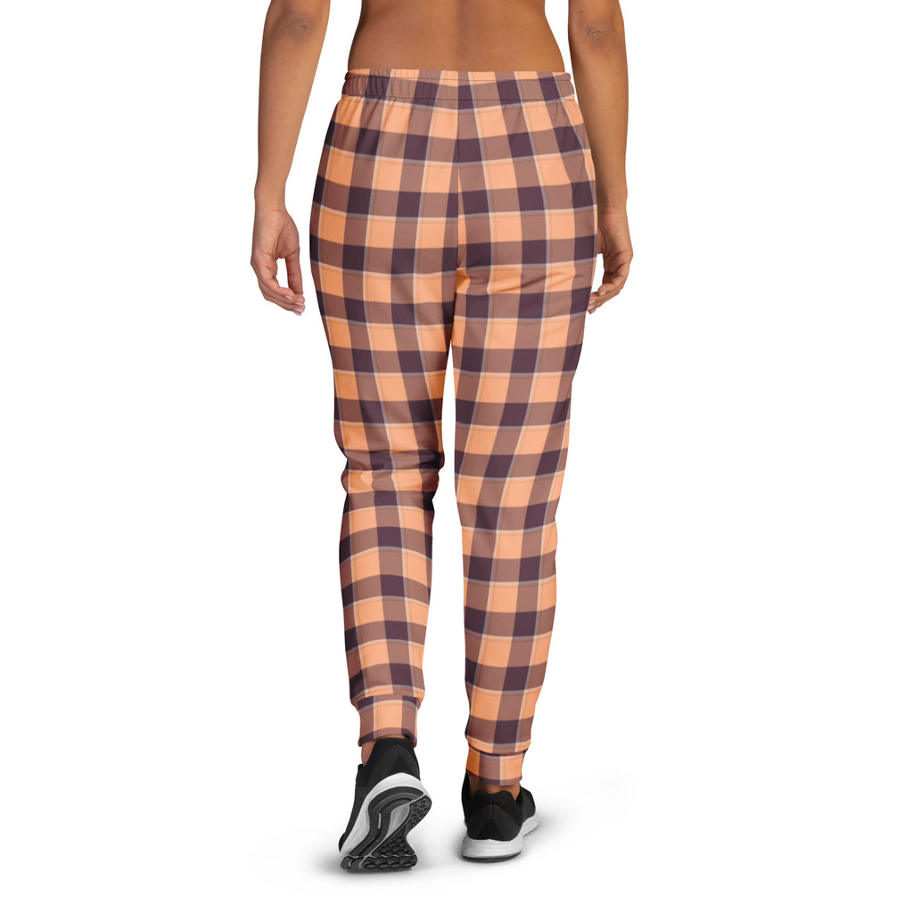Hit Pink and Livid Brown Plaid Women's Joggers - Scottish Squares