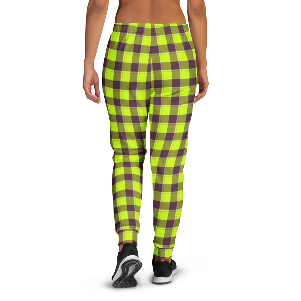 Electric Lime and Livid Brown Plaid Women's Joggers - Scottish Squares