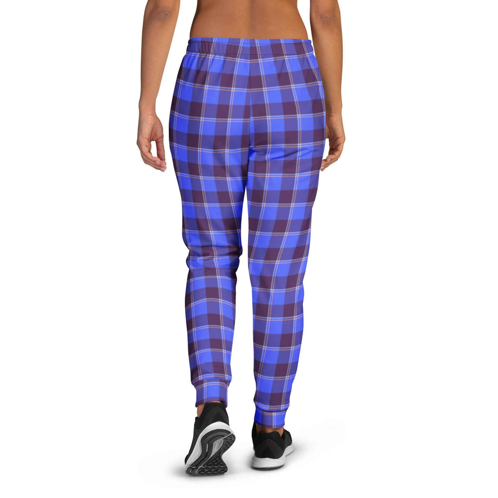 Cornflower Blue and Livid Brown Plaid Women's Joggers - Scottish Squares