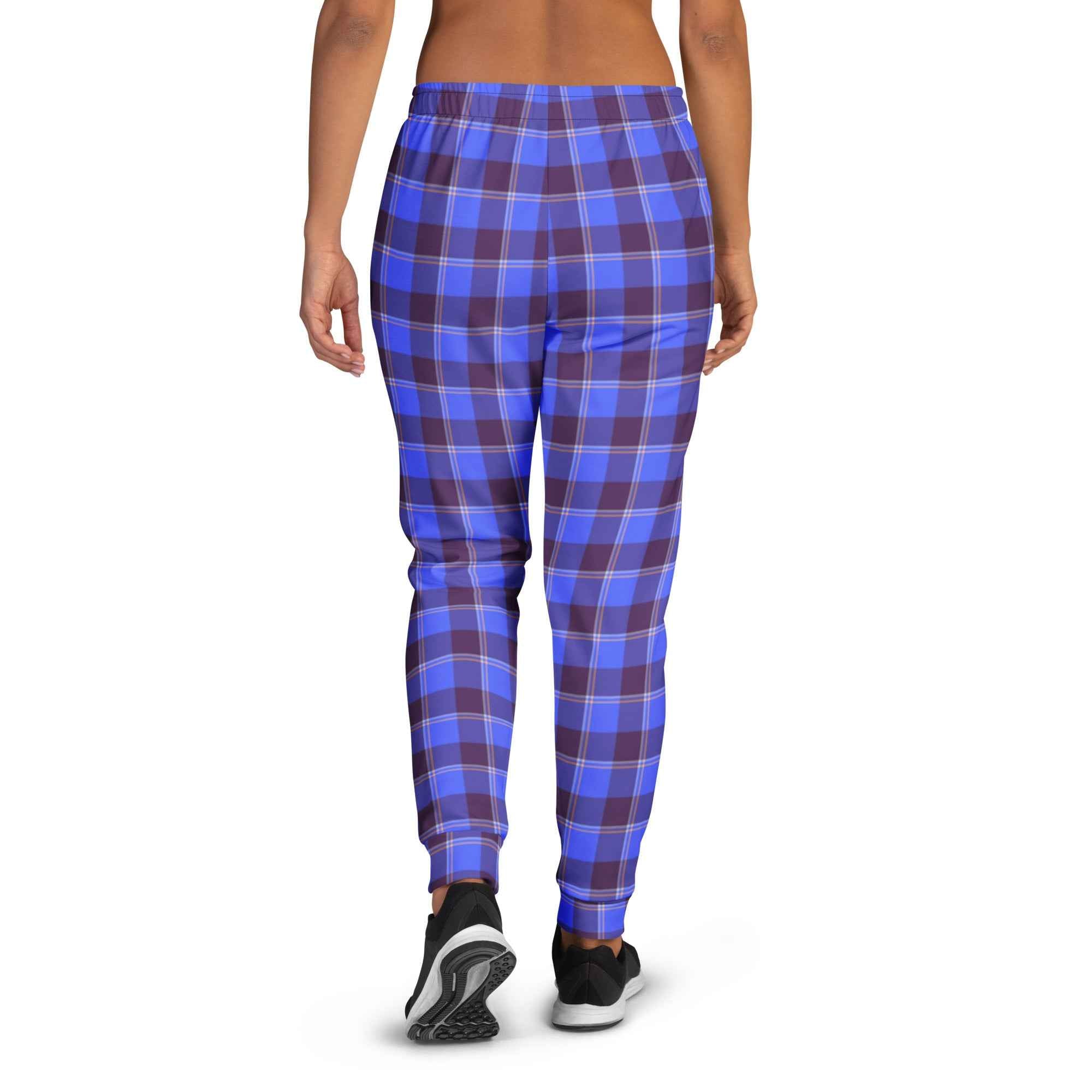 Cornflower Blue and Livid Brown Plaid Women's Joggers - Scottish Squares