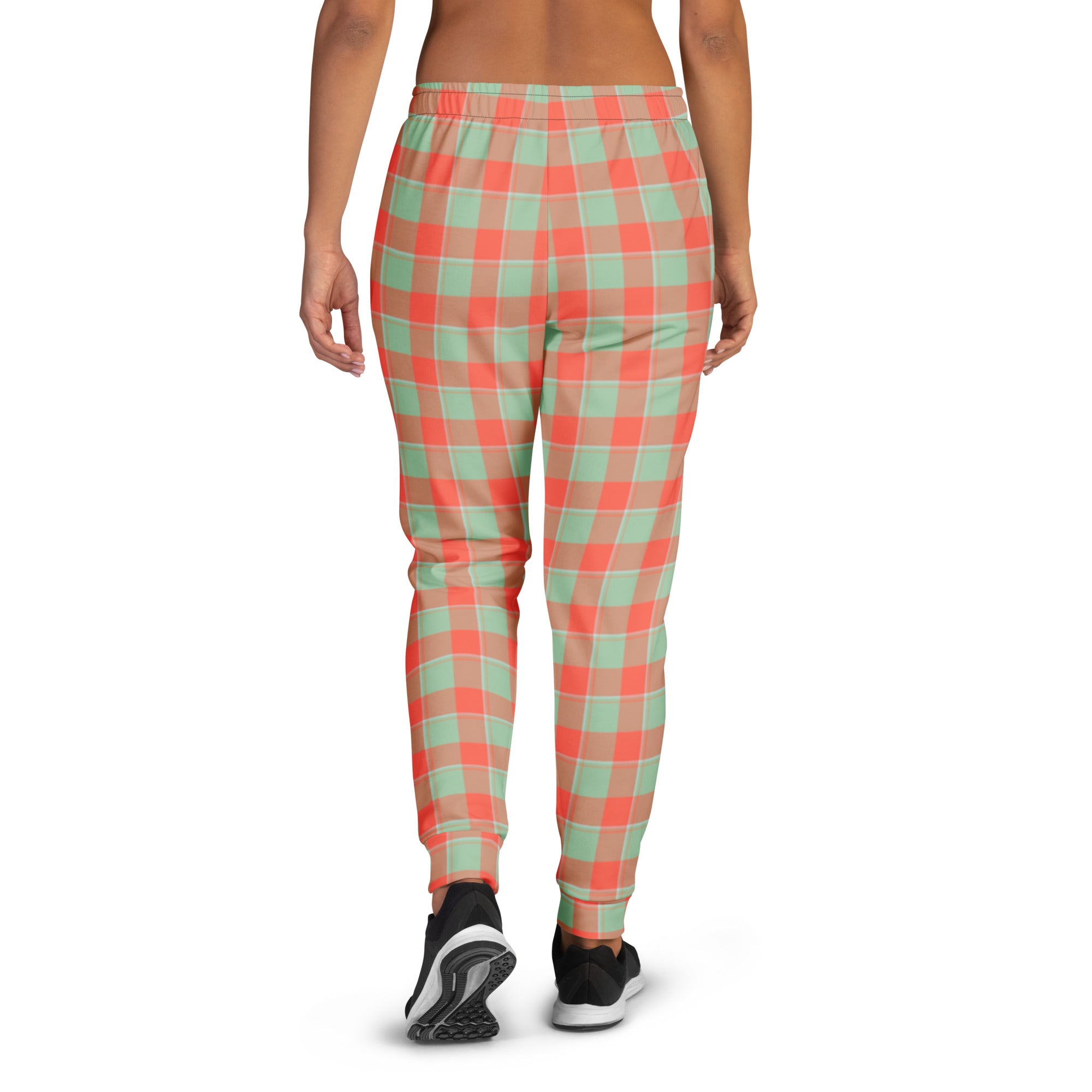 Spring Rain and Persimmon Plaid Women's Joggers - Scottish Squares