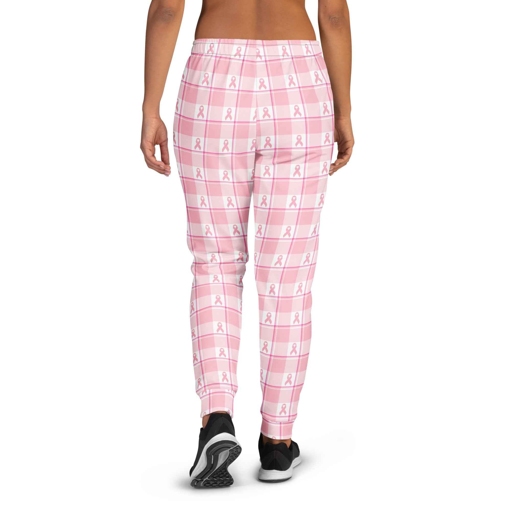 Women's Joggers Breast Cancer Awareness Plaid - Scottish Squares