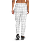 Women's Joggers Lung Cancer Awareness Plaid, White Ribbon, Supportive Gift - Scottish Squares