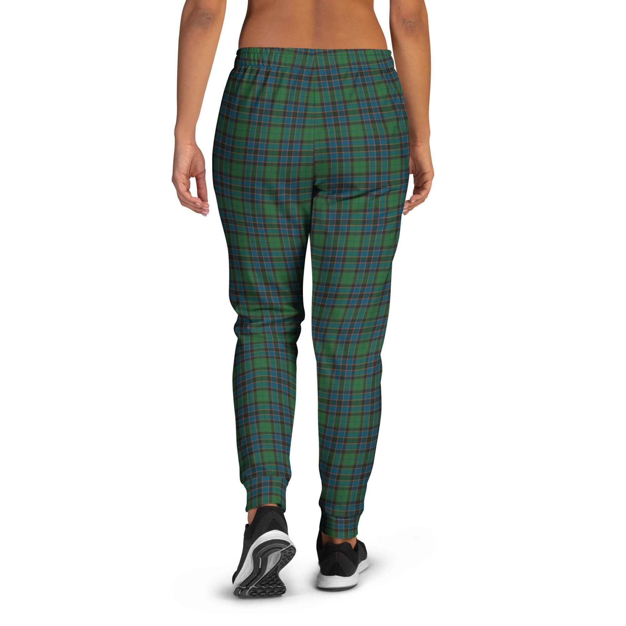 Women's Joggers Green Blue Orange Plaid Tartan