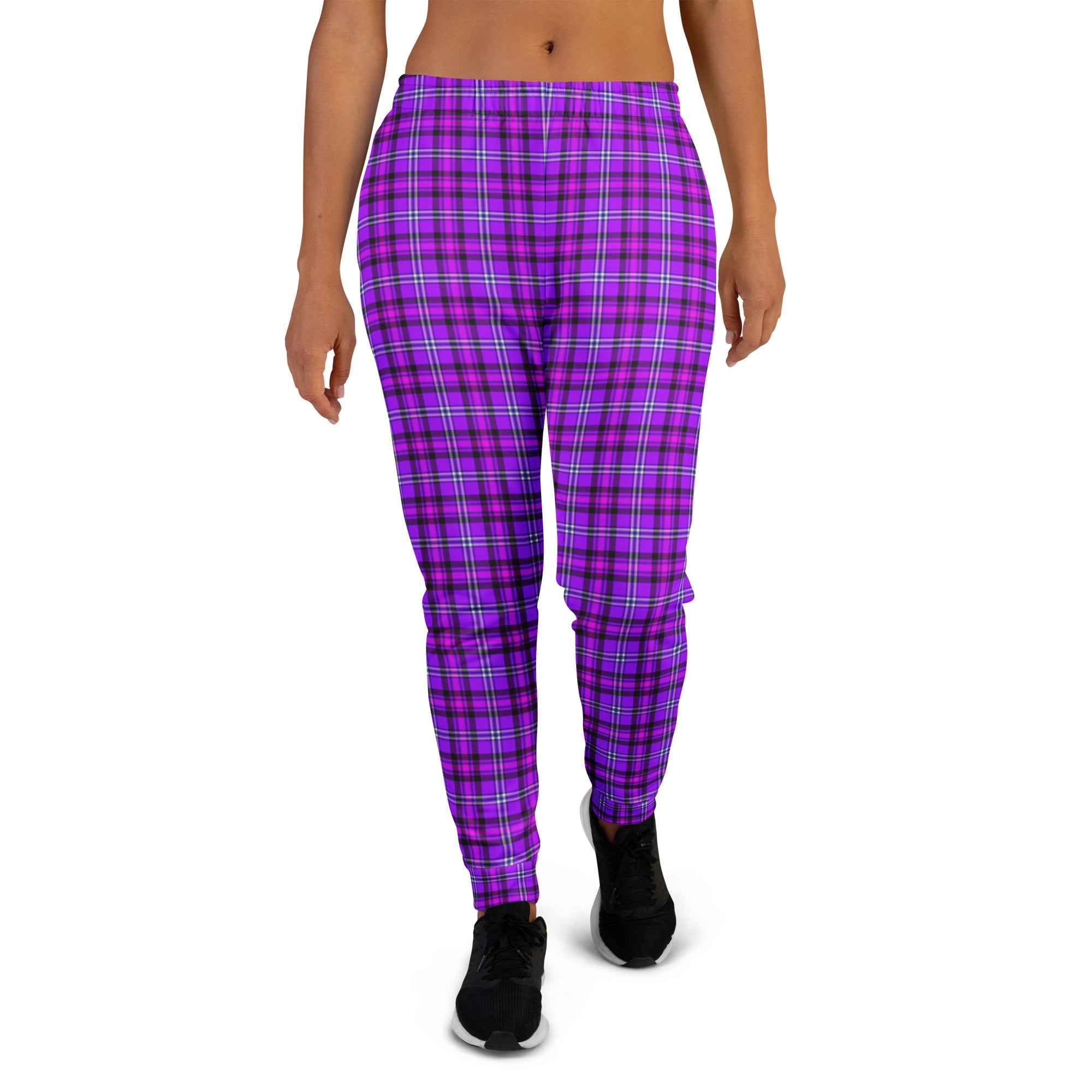 Electric Violet and Fuchsia Plaid Women's Joggers - Scottish Squares