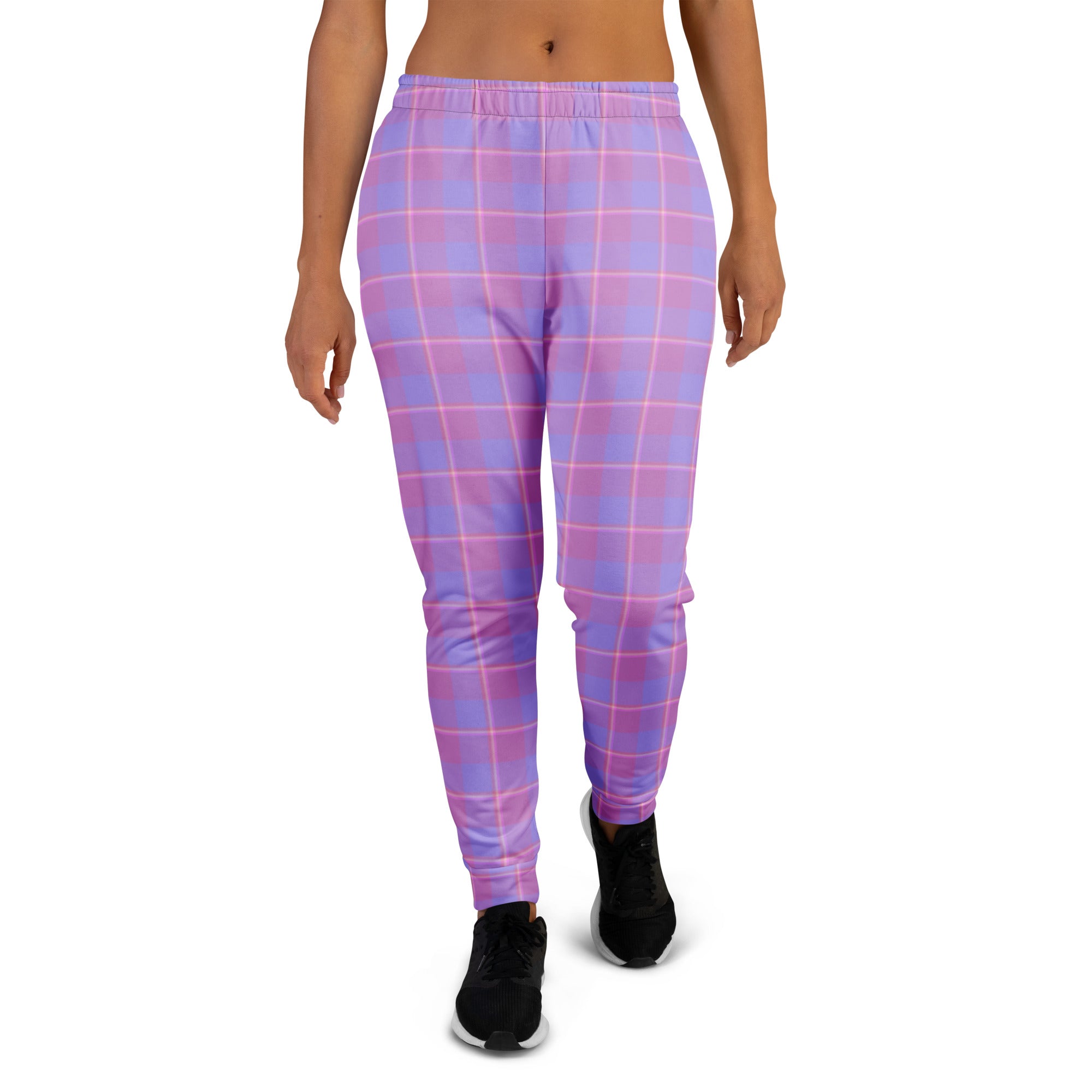 Viola and Dull Lavender Plaid Women's Joggers - Scottish Squares
