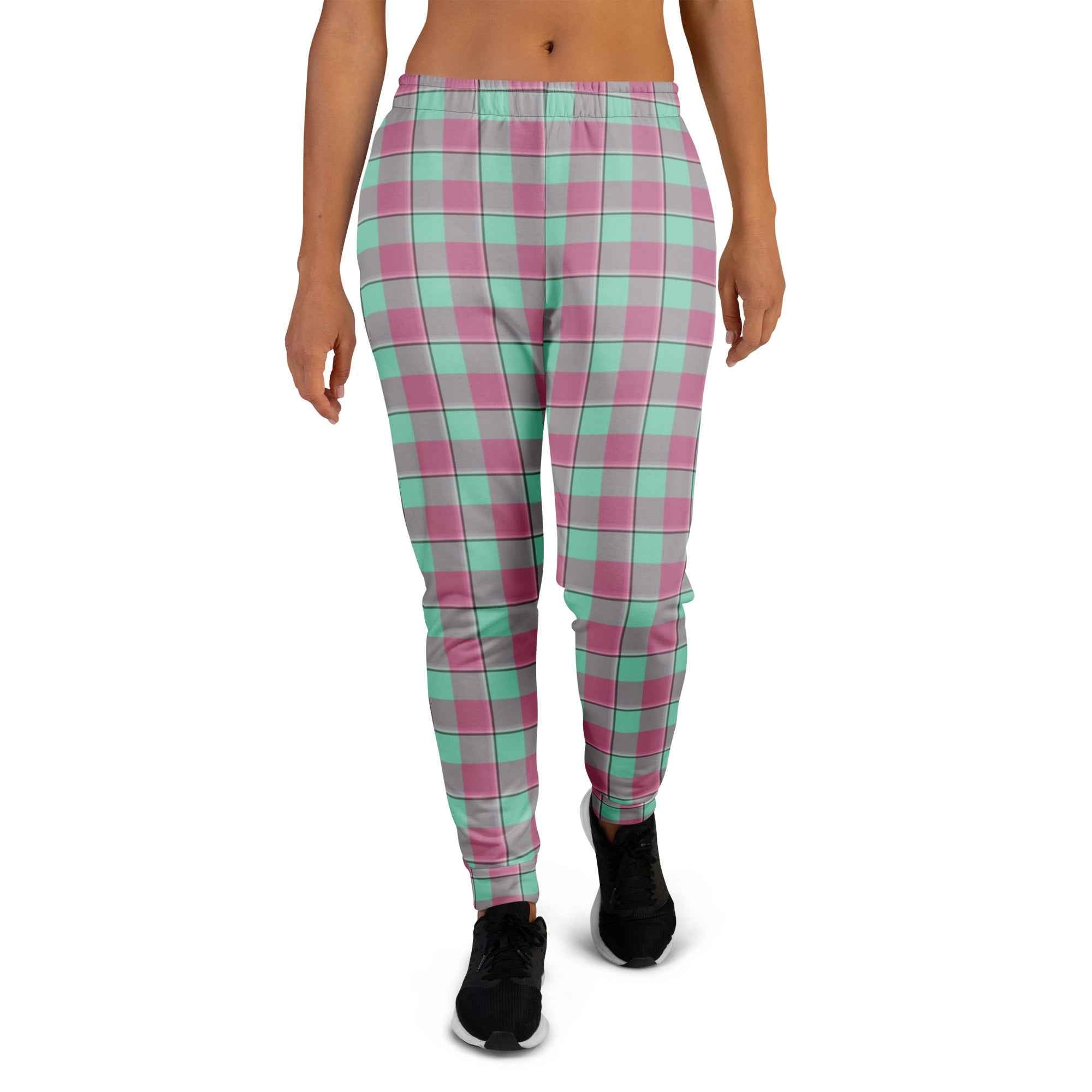 Vista Blue and Turkish Rose Plaid Women's Joggers - Scottish Squares