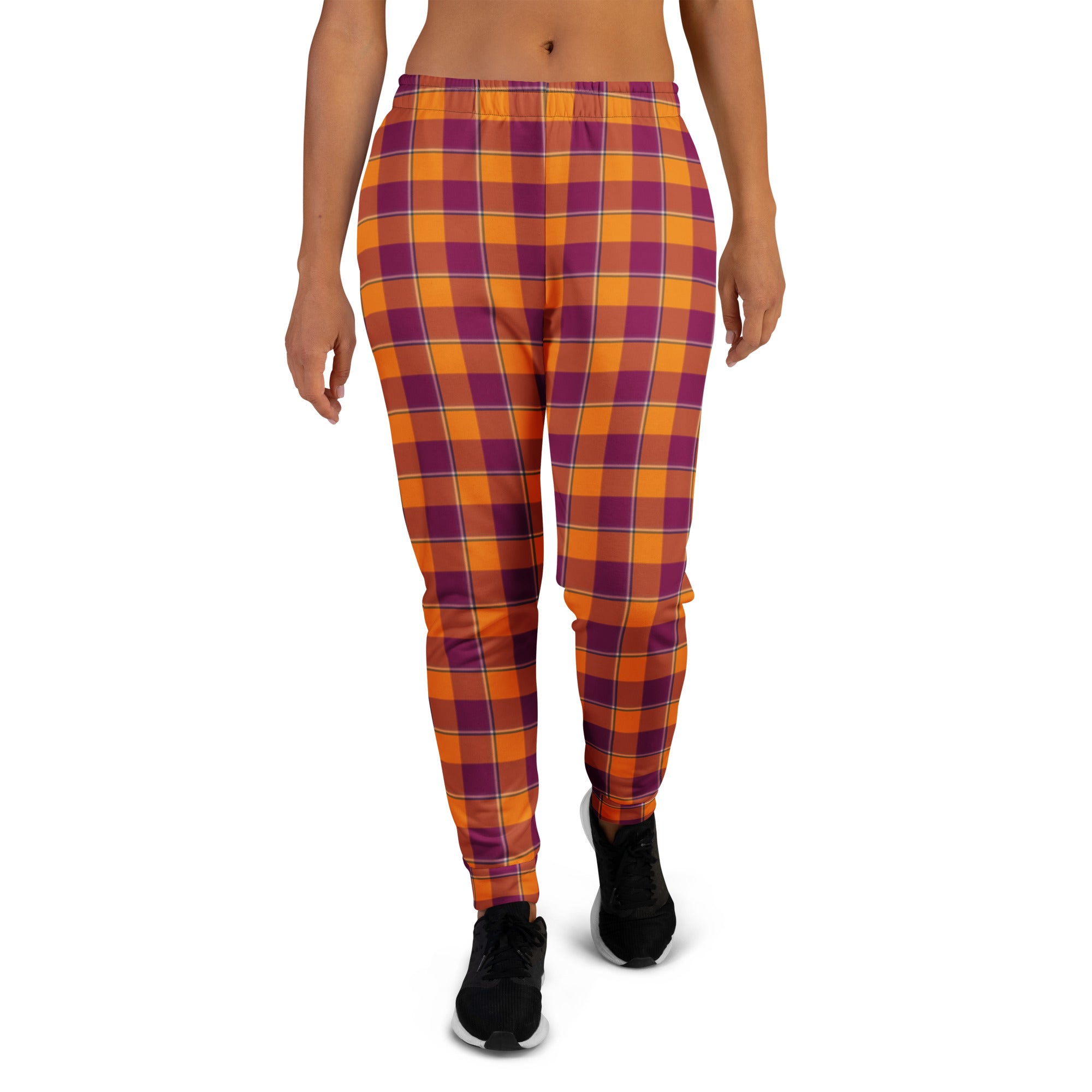 Tahiti Gold and Rose Bud Cherry Plaid Women's Joggers - Scottish Squares