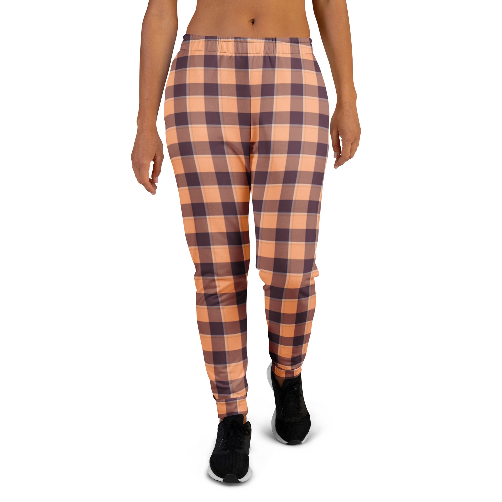 Hit Pink and Livid Brown Plaid Women's Joggers - Scottish Squares