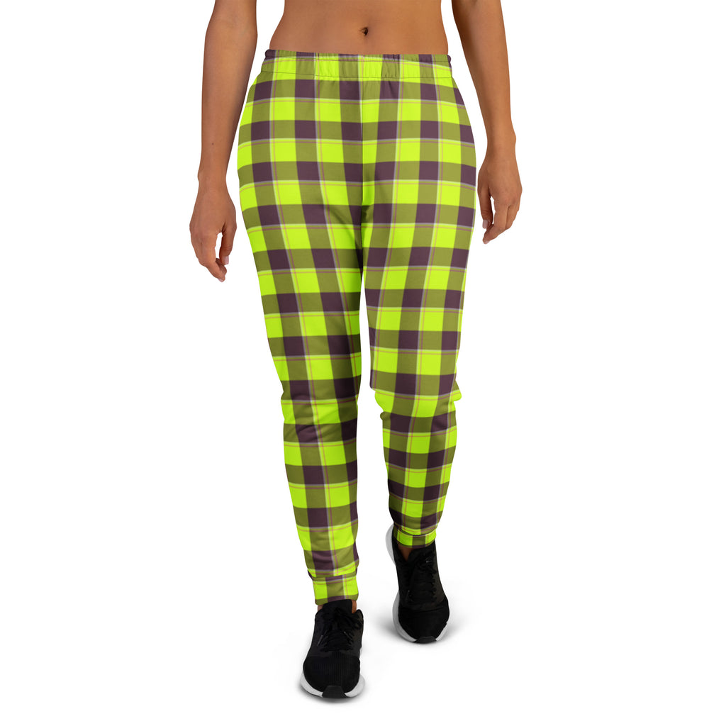 Electric Lime and Livid Brown Plaid Women's Joggers - Scottish Squares