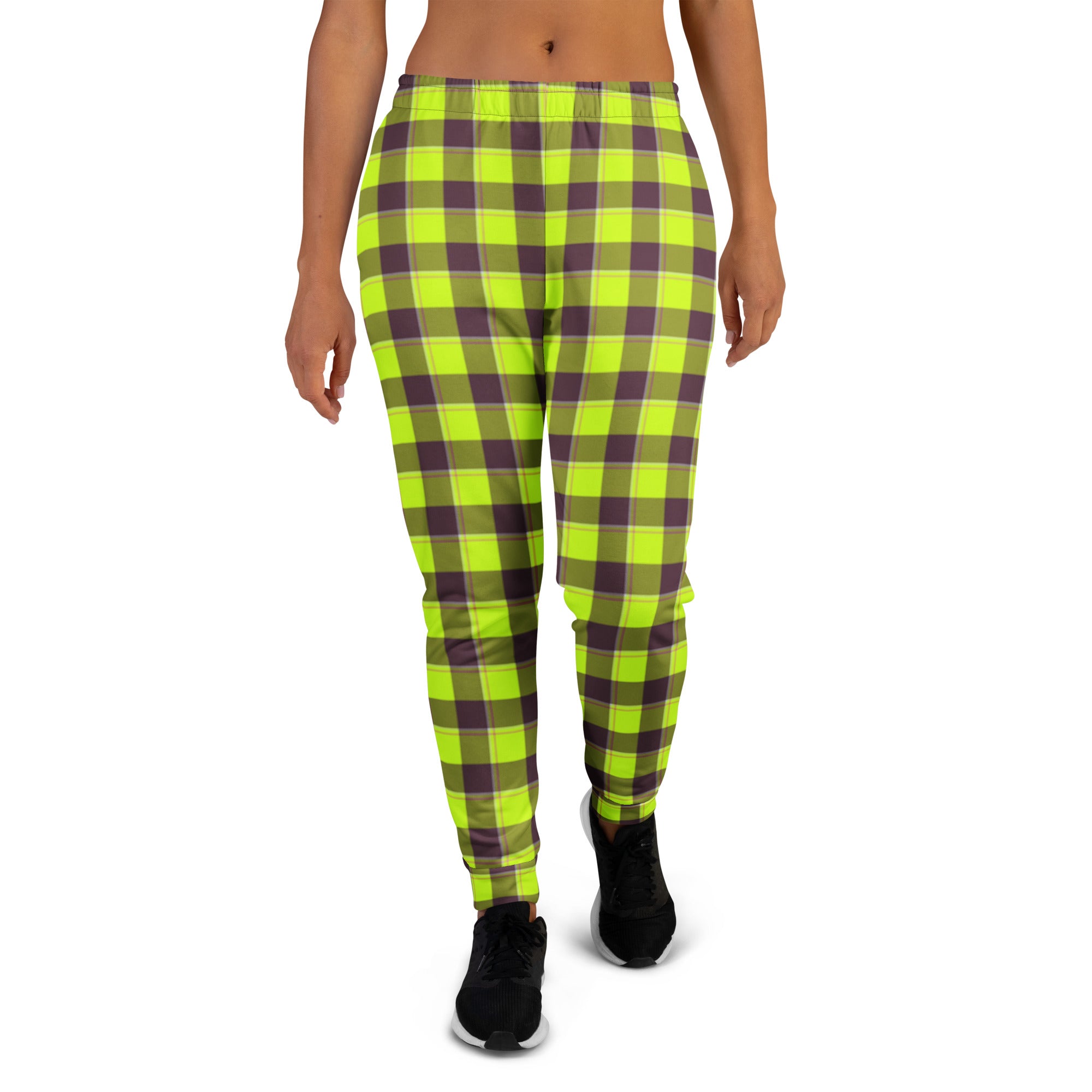Electric Lime and Livid Brown Plaid Women's Joggers - Scottish Squares