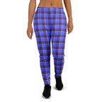 Cornflower Blue and Livid Brown Plaid Women's Joggers - Scottish Squares