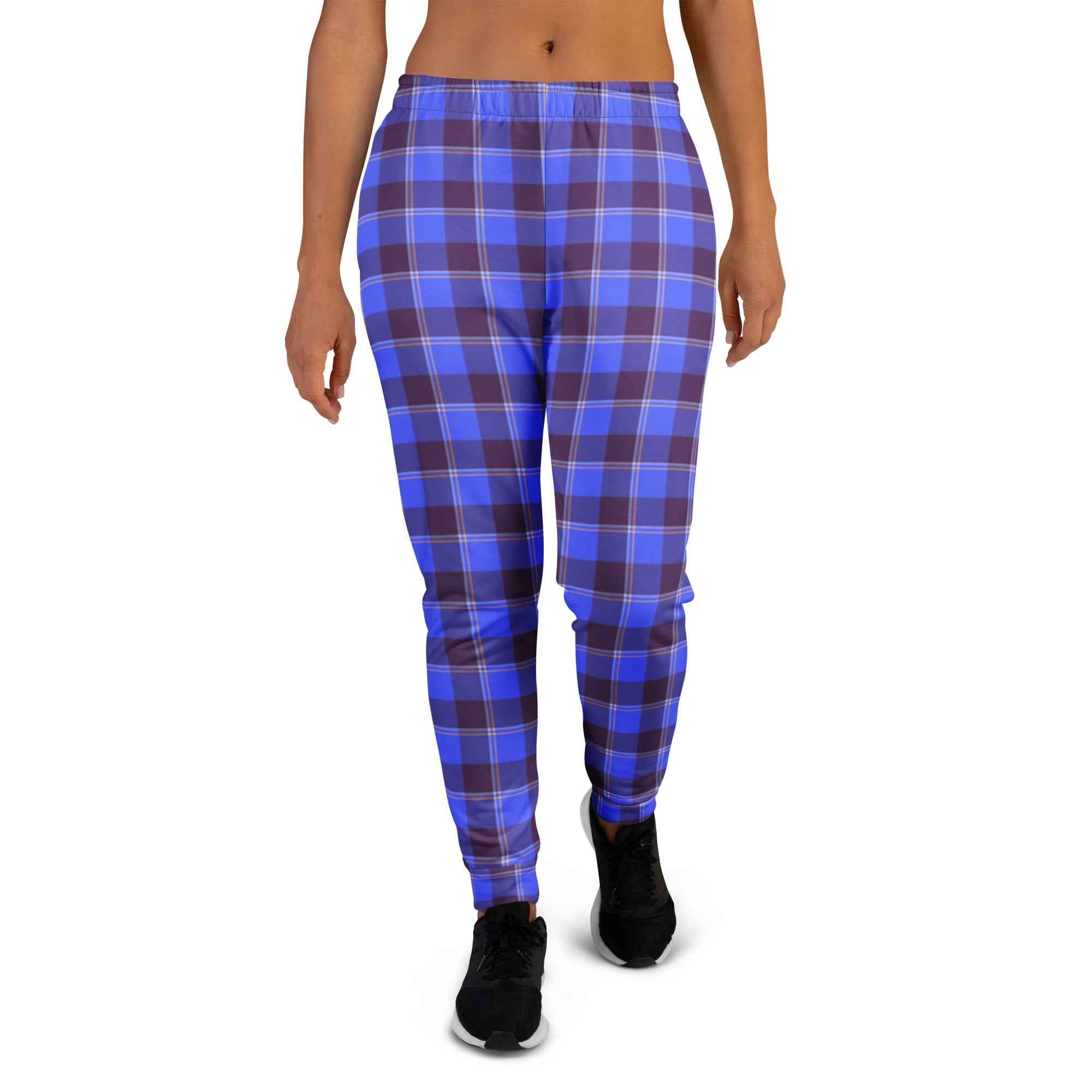 Cornflower Blue and Livid Brown Plaid Women's Joggers - Scottish Squares