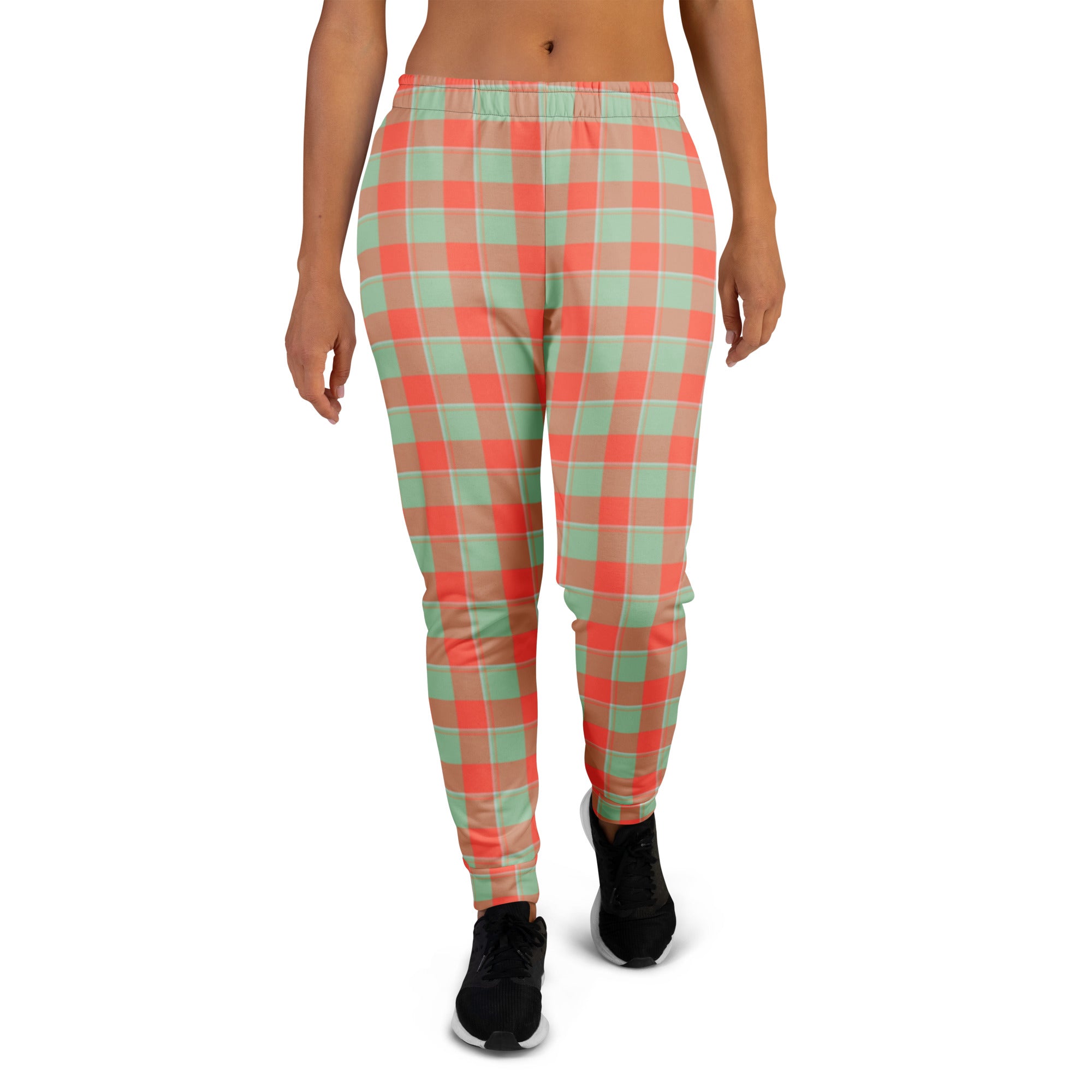 Spring Rain and Persimmon Plaid Women's Joggers - Scottish Squares