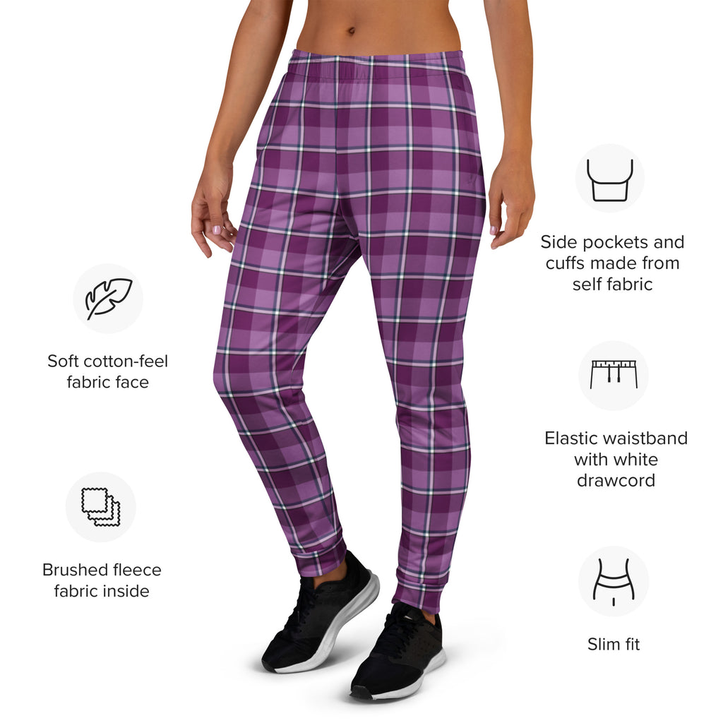 Purple and Trendy Pink Plaid Women's Joggers - Scottish Squares