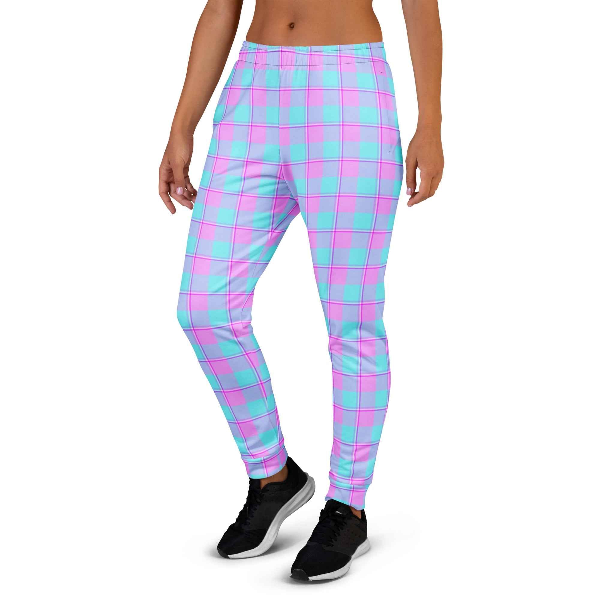 Mauve and Coastal Mist Plaid Women's Joggers - Scottish Squares