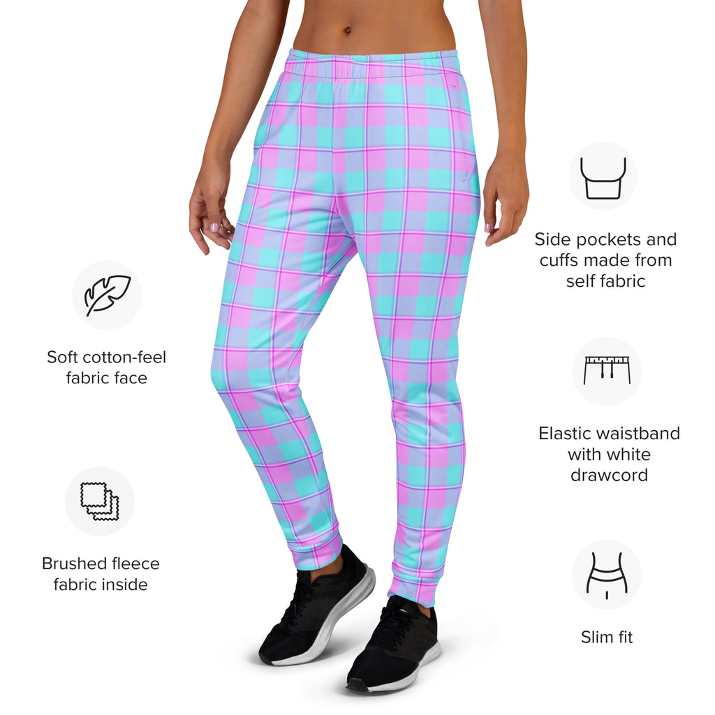 Mauve and Coastal Mist Plaid Women's Joggers - Scottish Squares