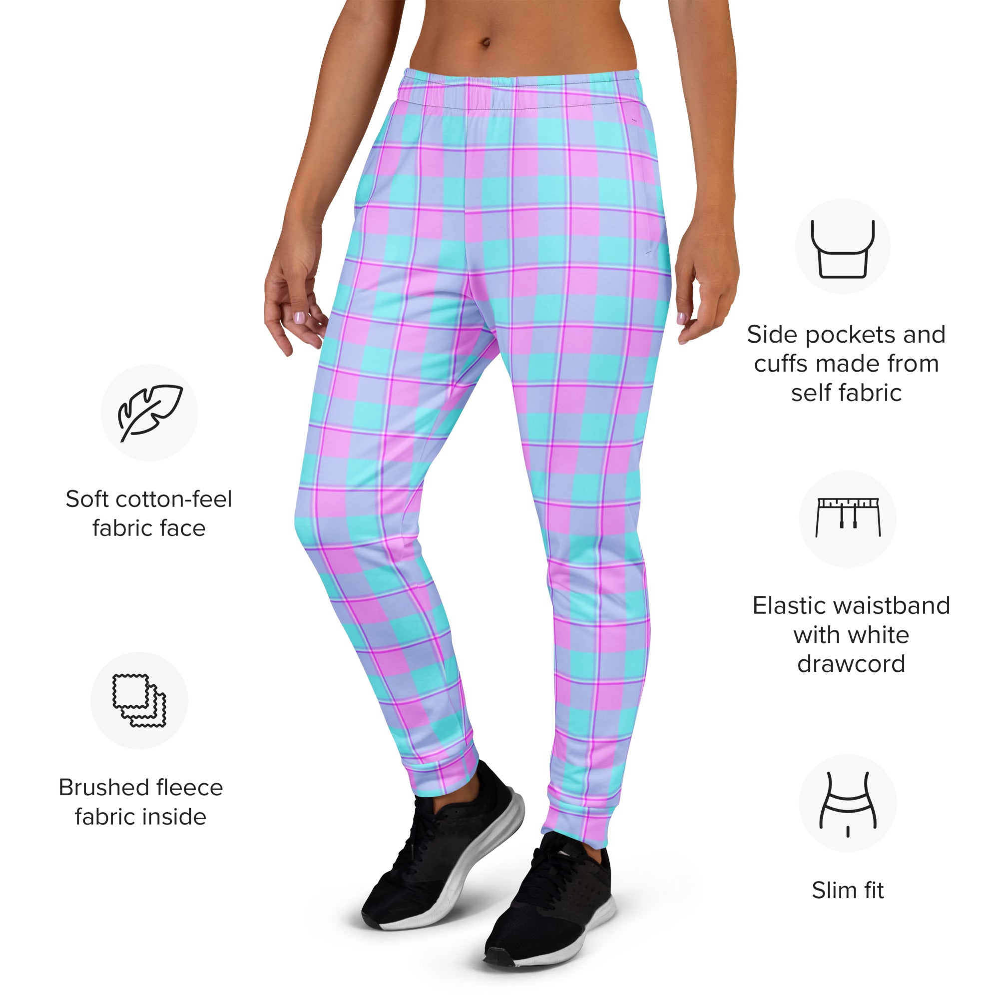 Mauve and Coastal Mist Plaid Women's Joggers - Scottish Squares