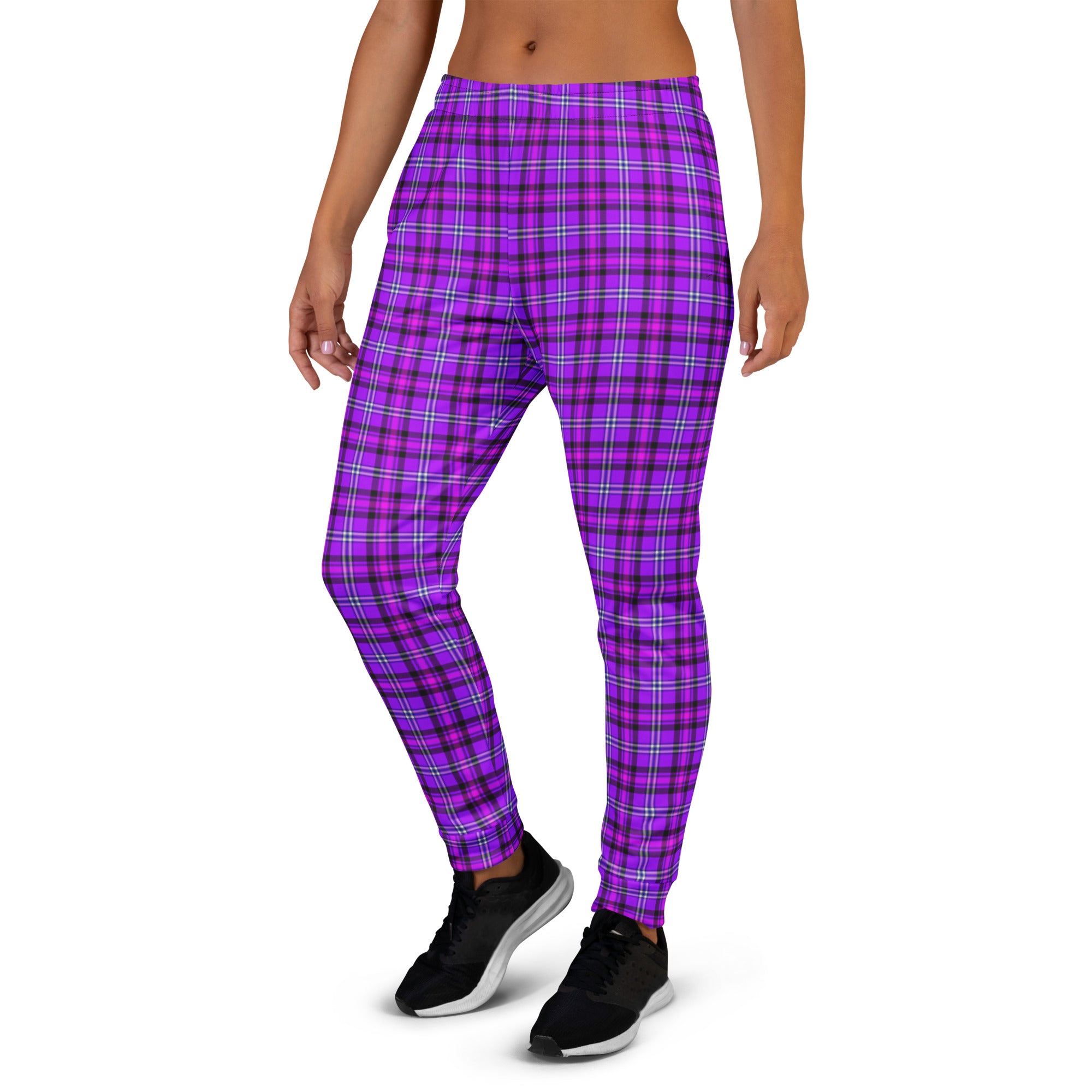 Electric Violet and Fuchsia Plaid Women's Joggers - Scottish Squares
