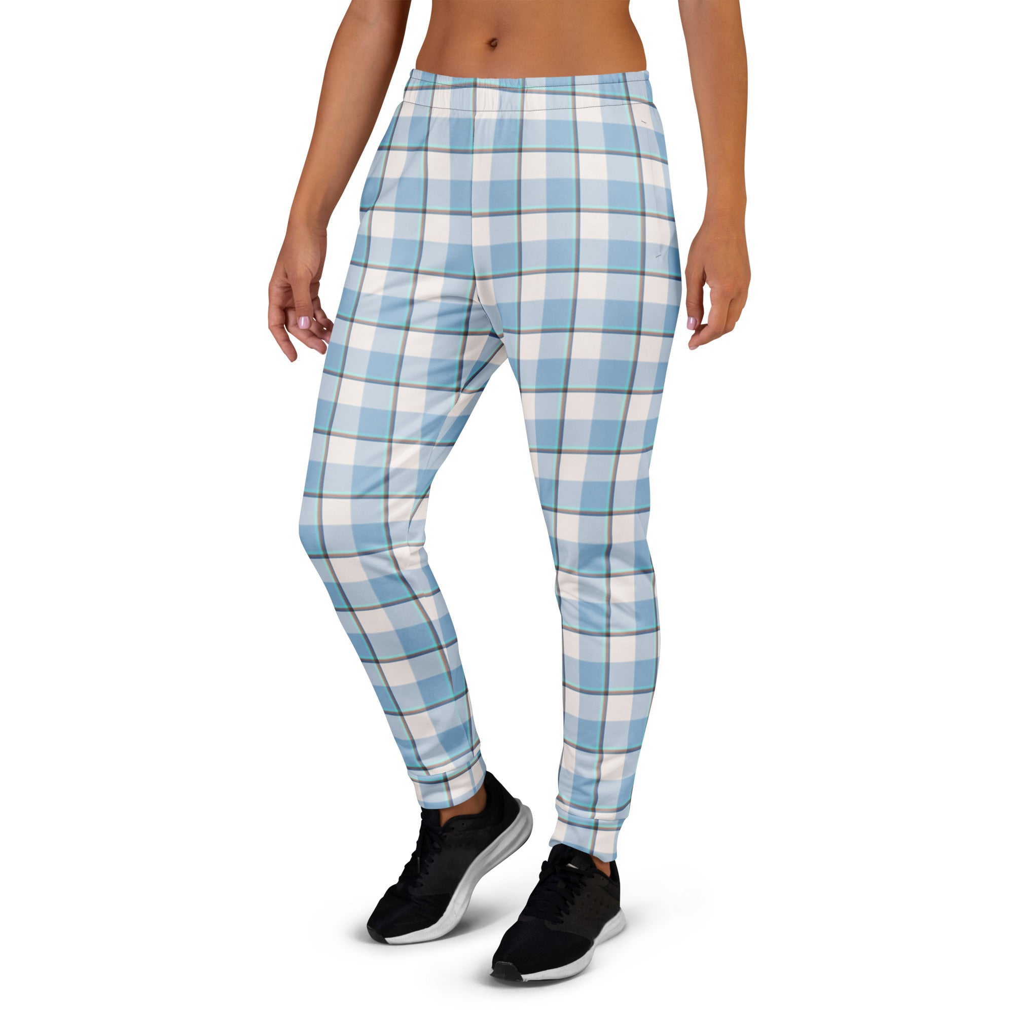 Pink Cloud and Blue Lagoon Plaid Women's Joggers - Scottish Squares