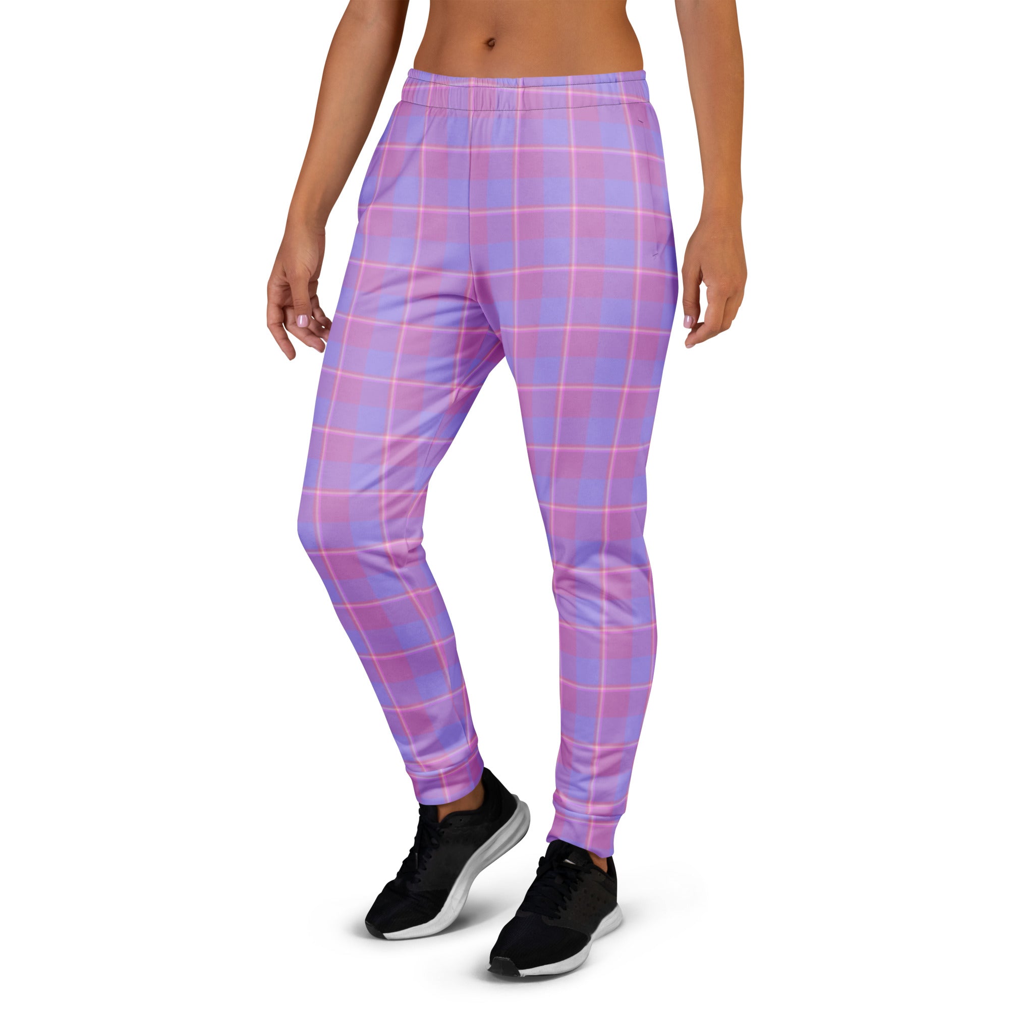 Viola and Dull Lavender Plaid Women's Joggers - Scottish Squares