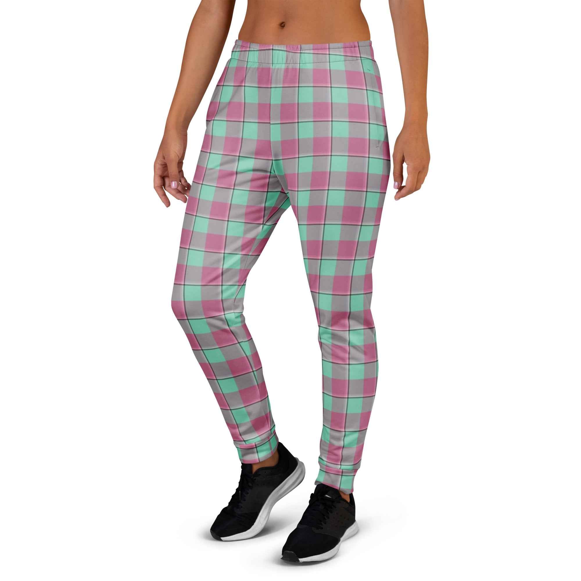 Vista Blue and Turkish Rose Plaid Women's Joggers - Scottish Squares