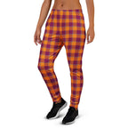 Tahiti Gold and Rose Bud Cherry Plaid Women's Joggers - Scottish Squares