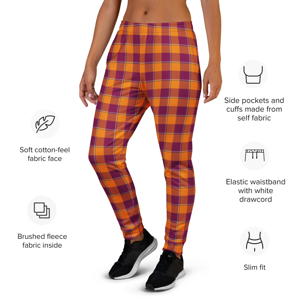 Tahiti Gold and Rose Bud Cherry Plaid Women's Joggers - Scottish Squares