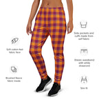 Tahiti Gold and Rose Bud Cherry Plaid Women's Joggers - Scottish Squares