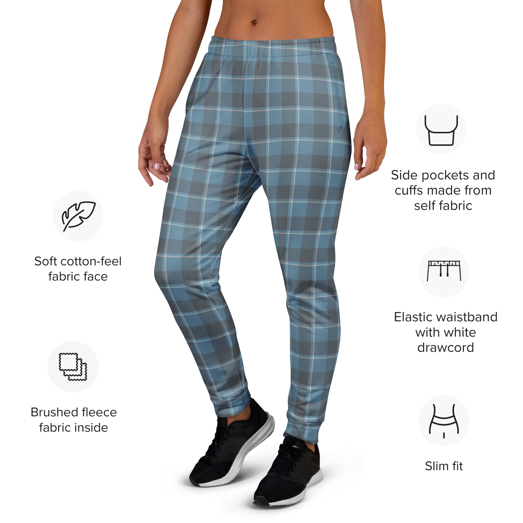 Hoki and Shuttle Gray Plaid Women's Joggers - Scottish Squares