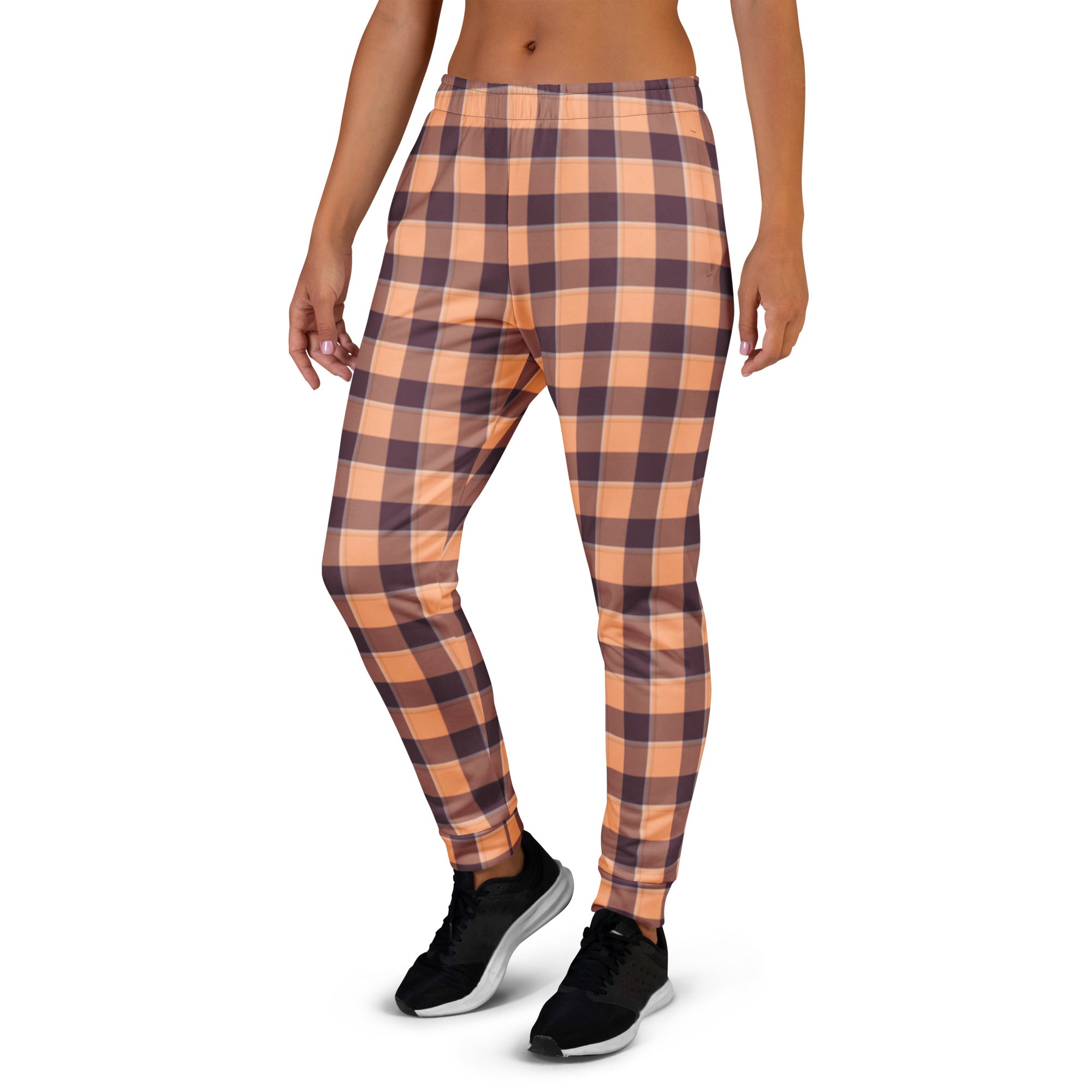 Hit Pink and Livid Brown Plaid Women's Joggers - Scottish Squares