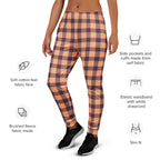 Hit Pink and Livid Brown Plaid Women's Joggers - Scottish Squares