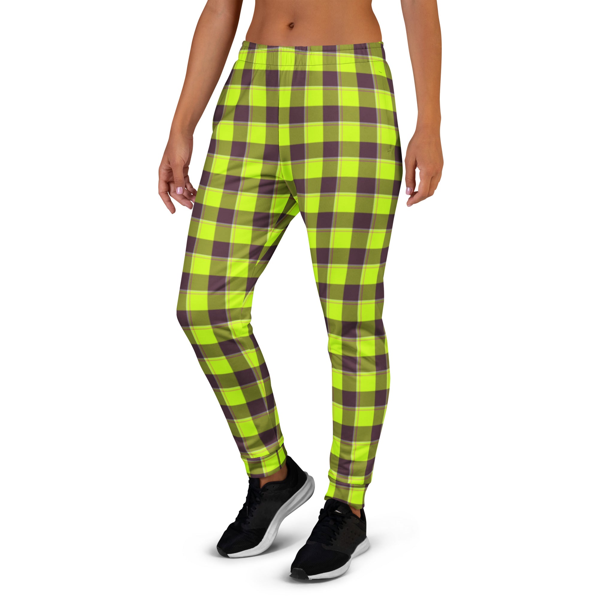 Electric Lime and Livid Brown Plaid Women's Joggers - Scottish Squares