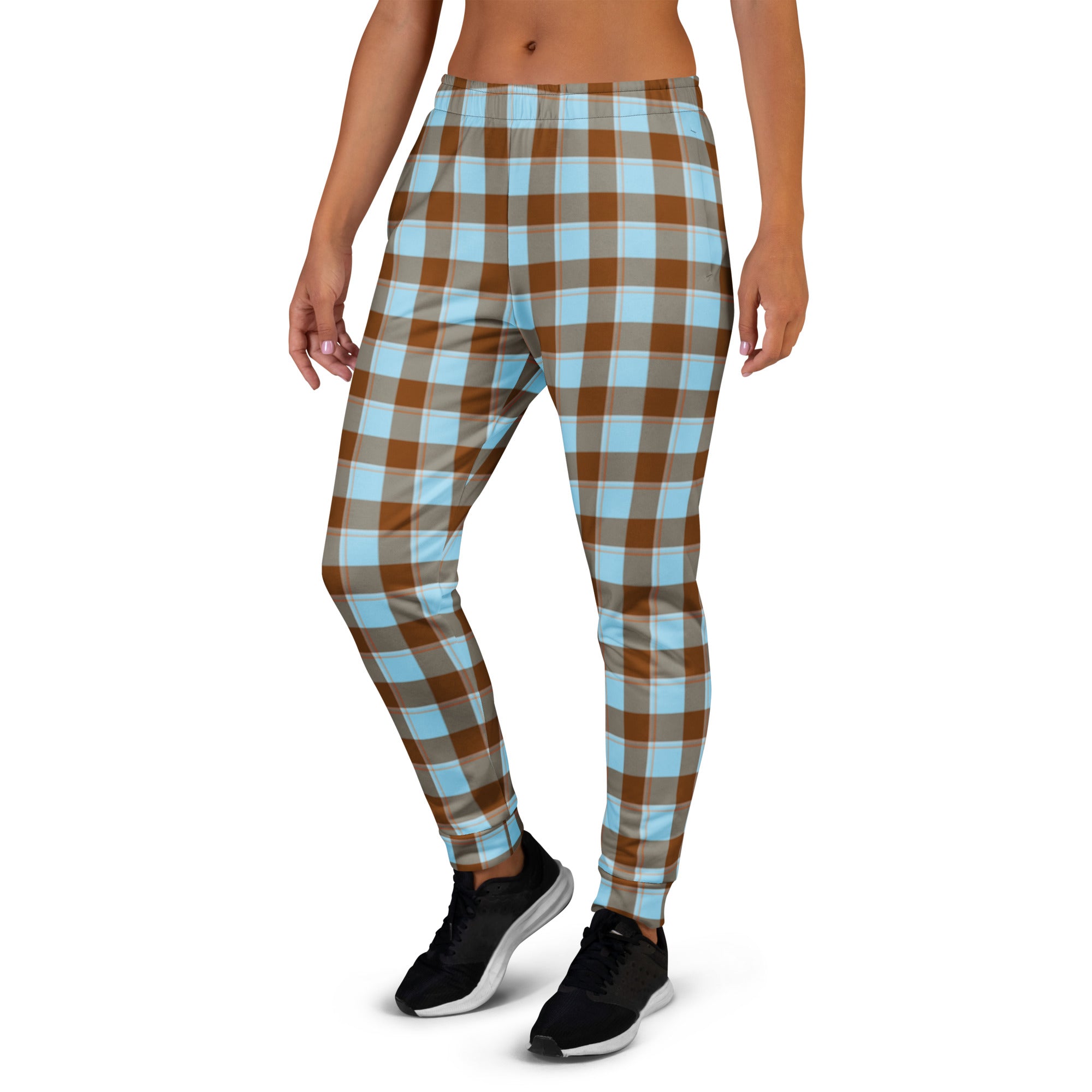 Blizzard Blue and Livid Brown Plaid Women's Joggers - Scottish Squares