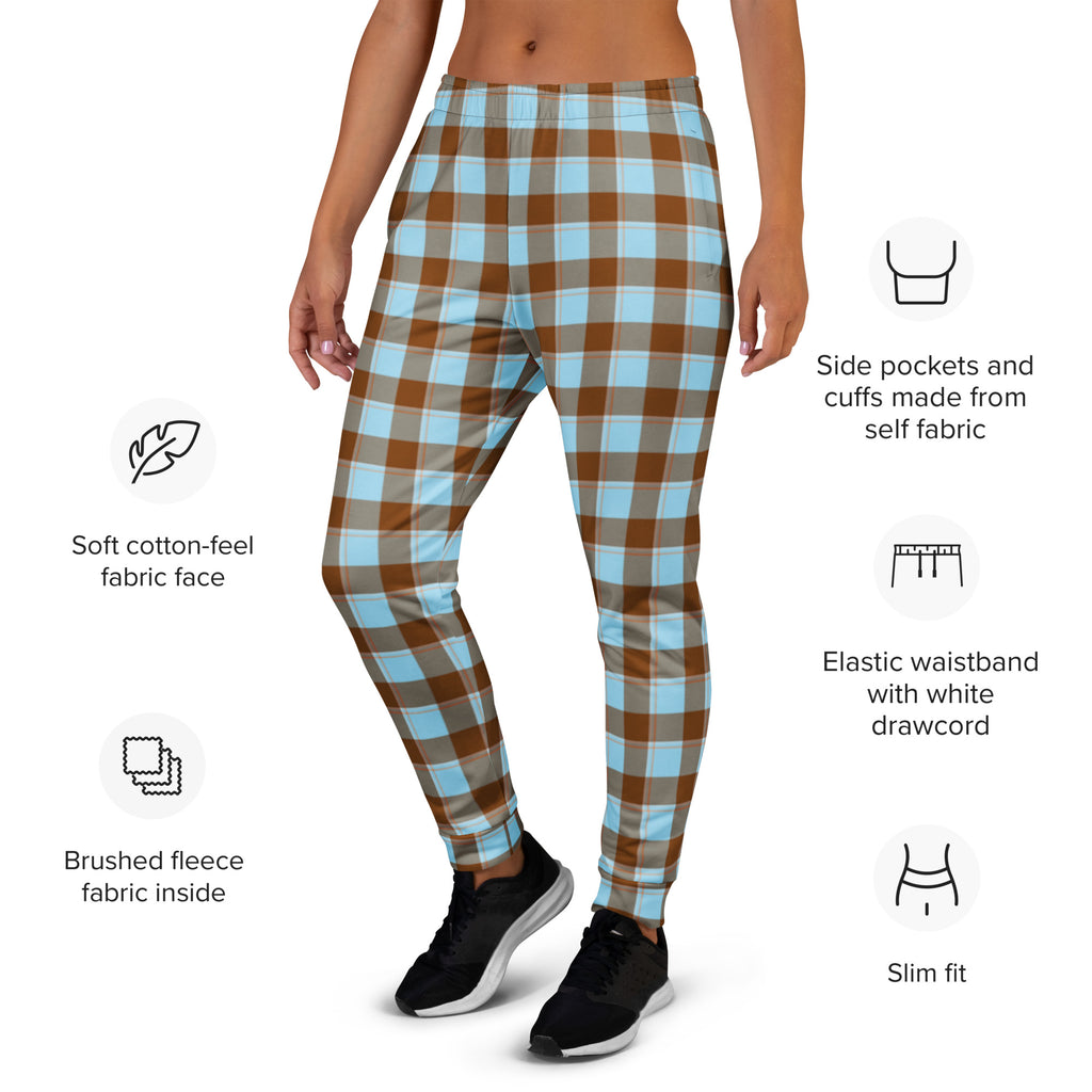 Blizzard Blue and Livid Brown Plaid Women's Joggers - Scottish Squares