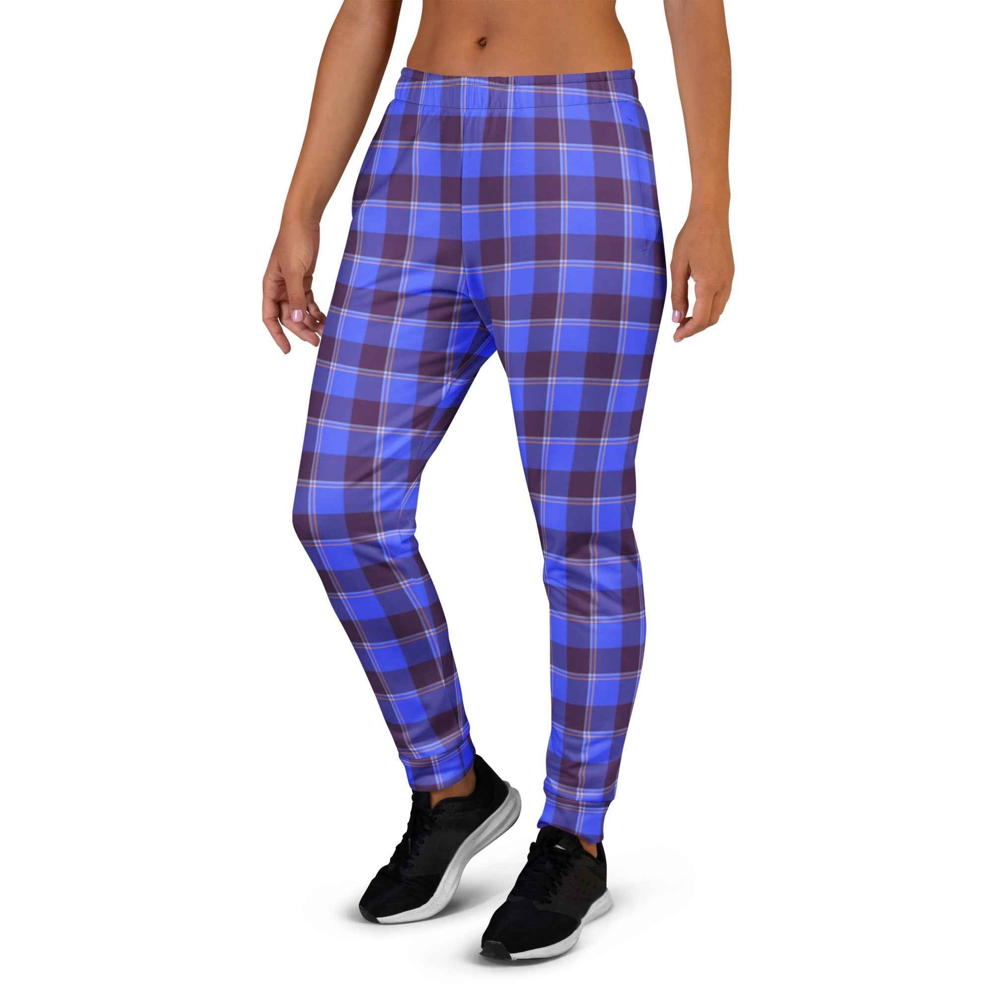 Cornflower Blue and Livid Brown Plaid Women's Joggers - Scottish Squares