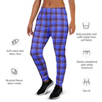 Cornflower Blue and Livid Brown Plaid Women's Joggers - Scottish Squares