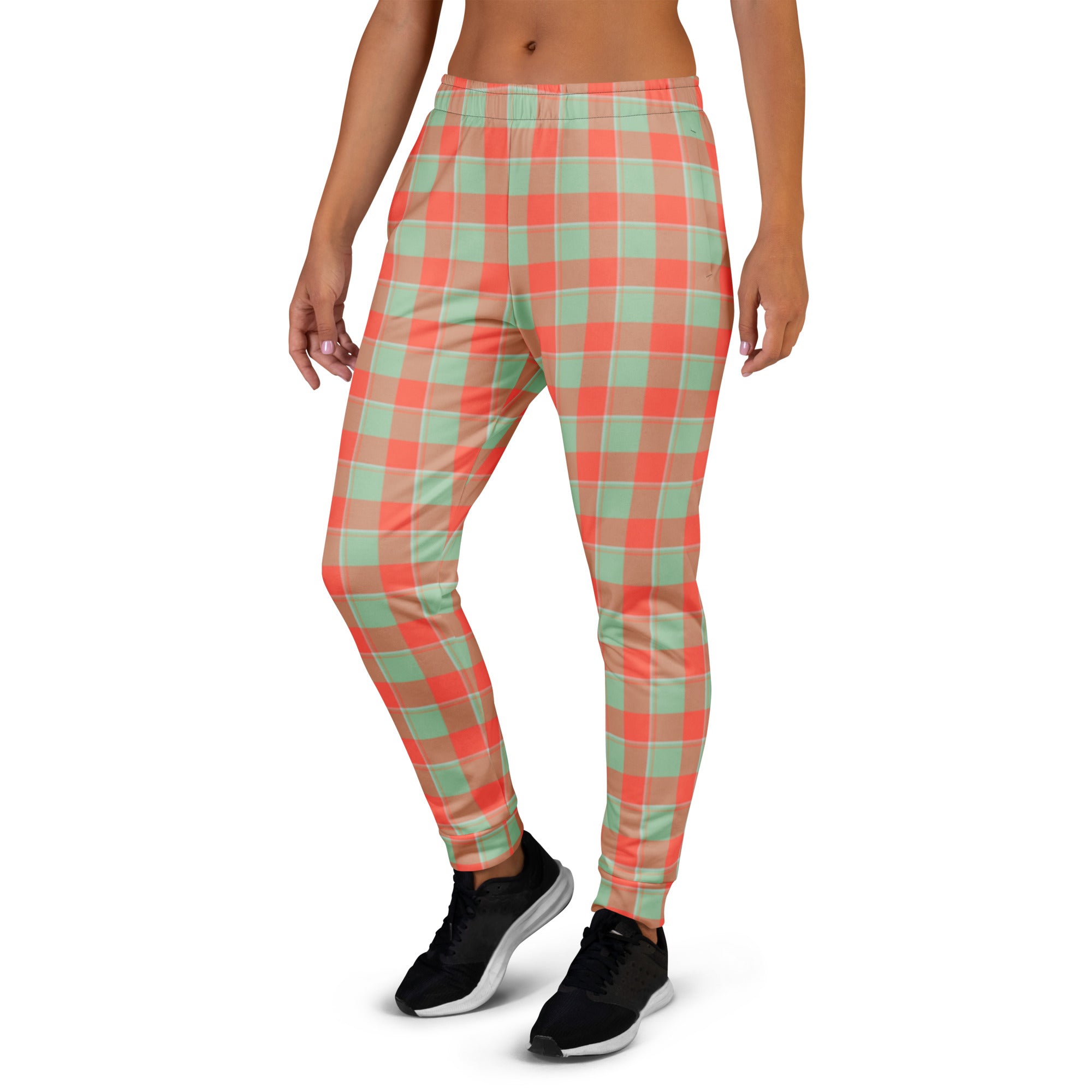 Spring Rain and Persimmon Plaid Women's Joggers - Scottish Squares