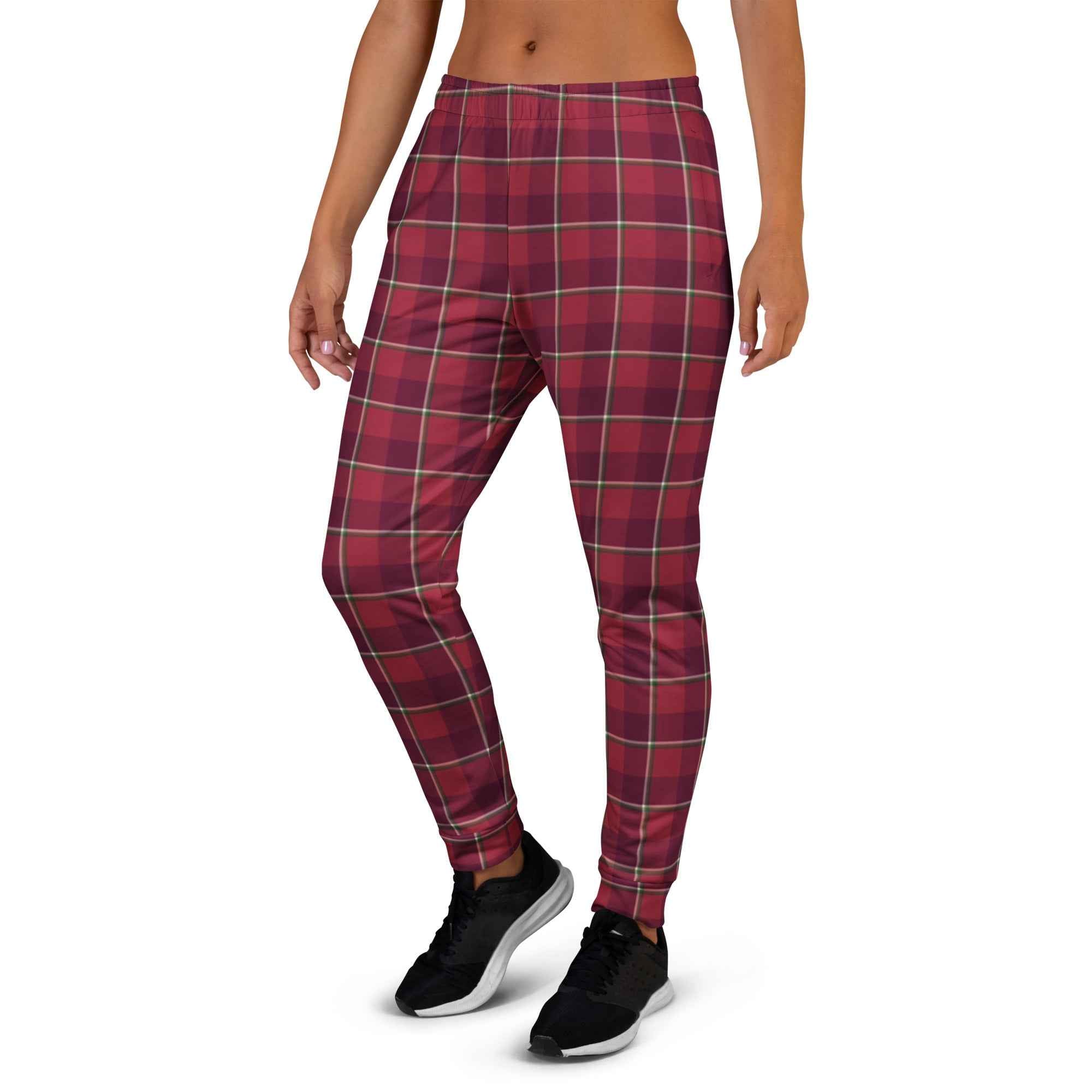Old Brick and Cab Sav Plaid Women's Joggers - Scottish Squares
