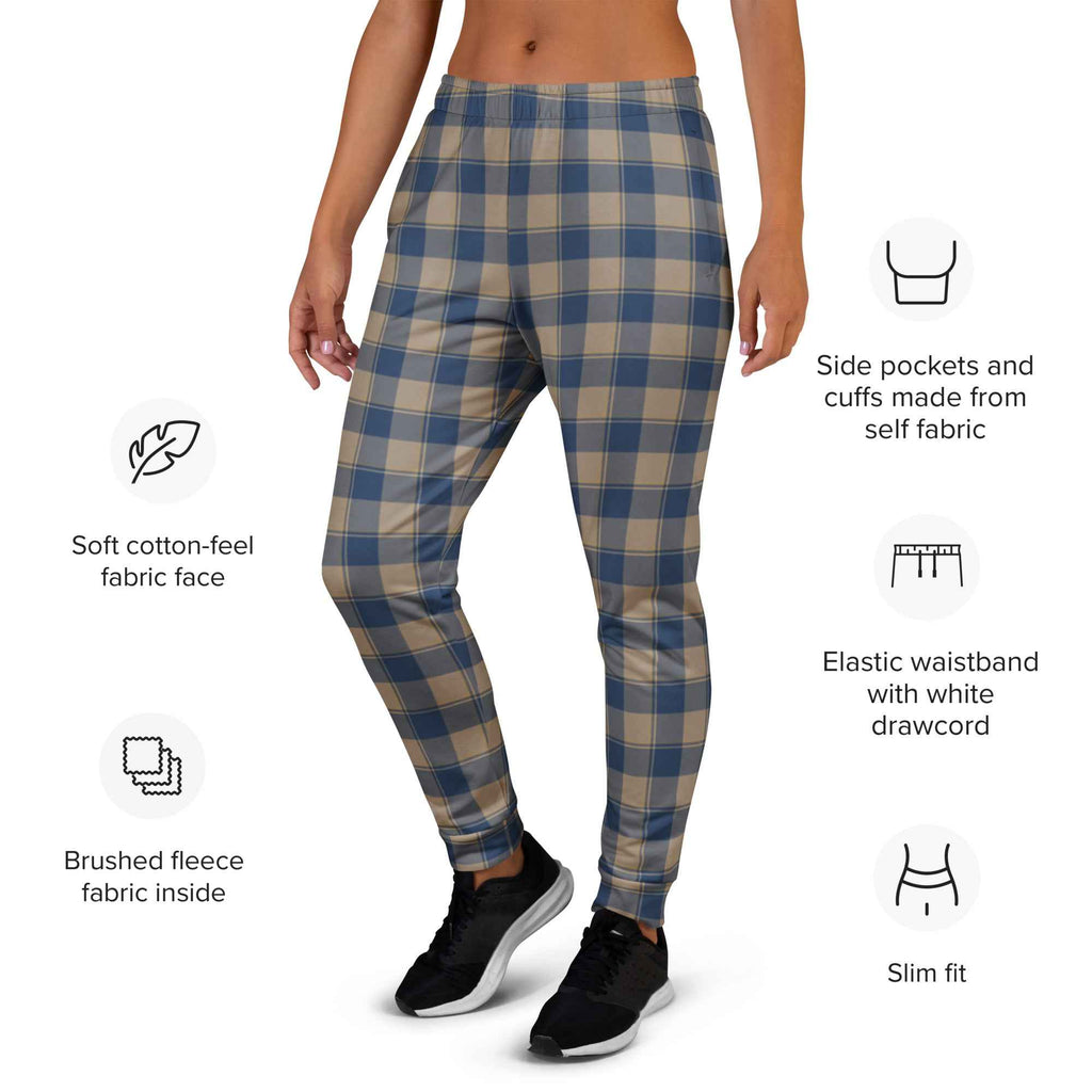 Cello and Donkey Brown Plaid Women's Joggers - Scottish Squares