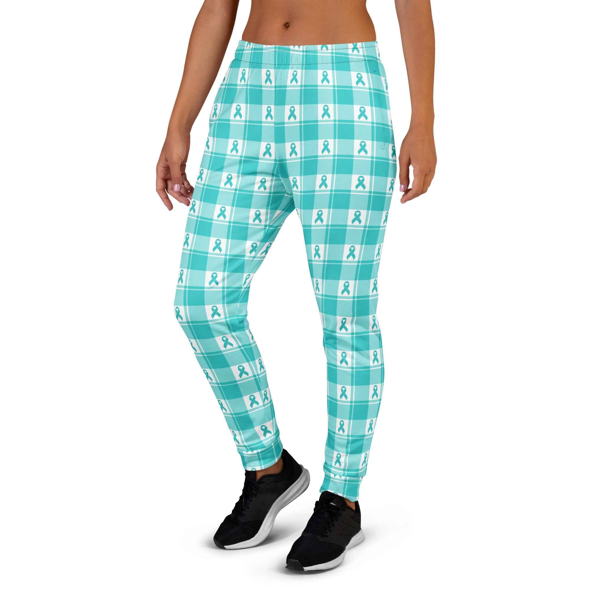 Women's Joggers Ovarian Cancer Awareness Plaid - Scottish Squares