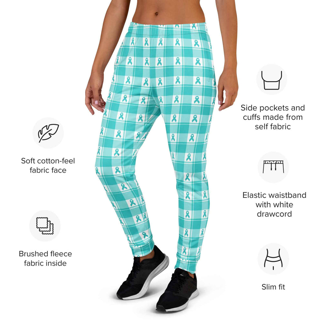 Women's Joggers Ovarian Cancer Awareness Plaid - Scottish Squares