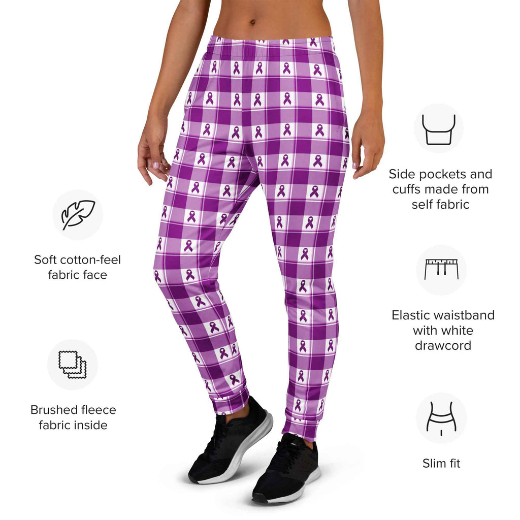 Women's Joggers Pancreatic Cancer Awareness Plaid - Scottish Squares