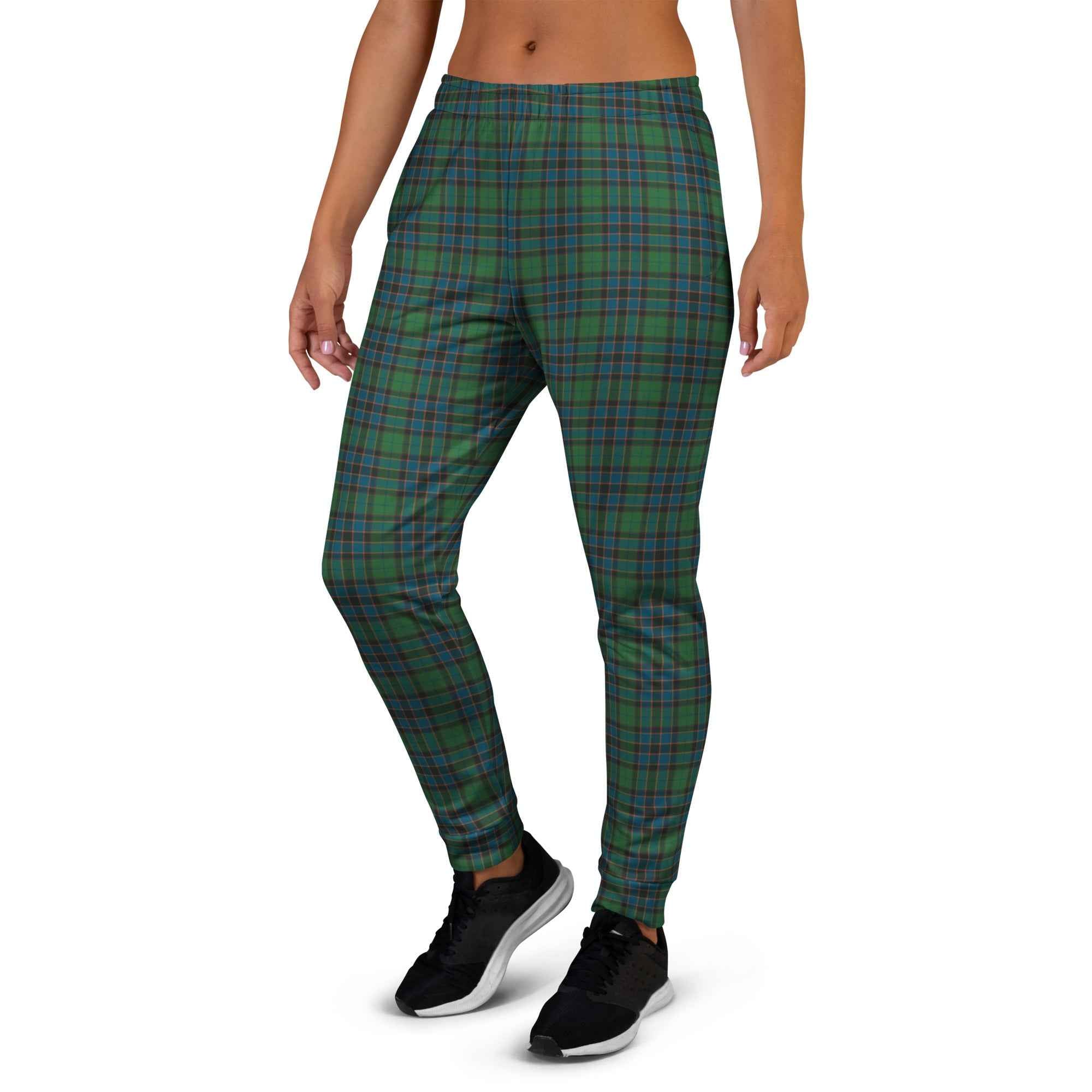 Women's Joggers Green Blue Orange Plaid Tartan