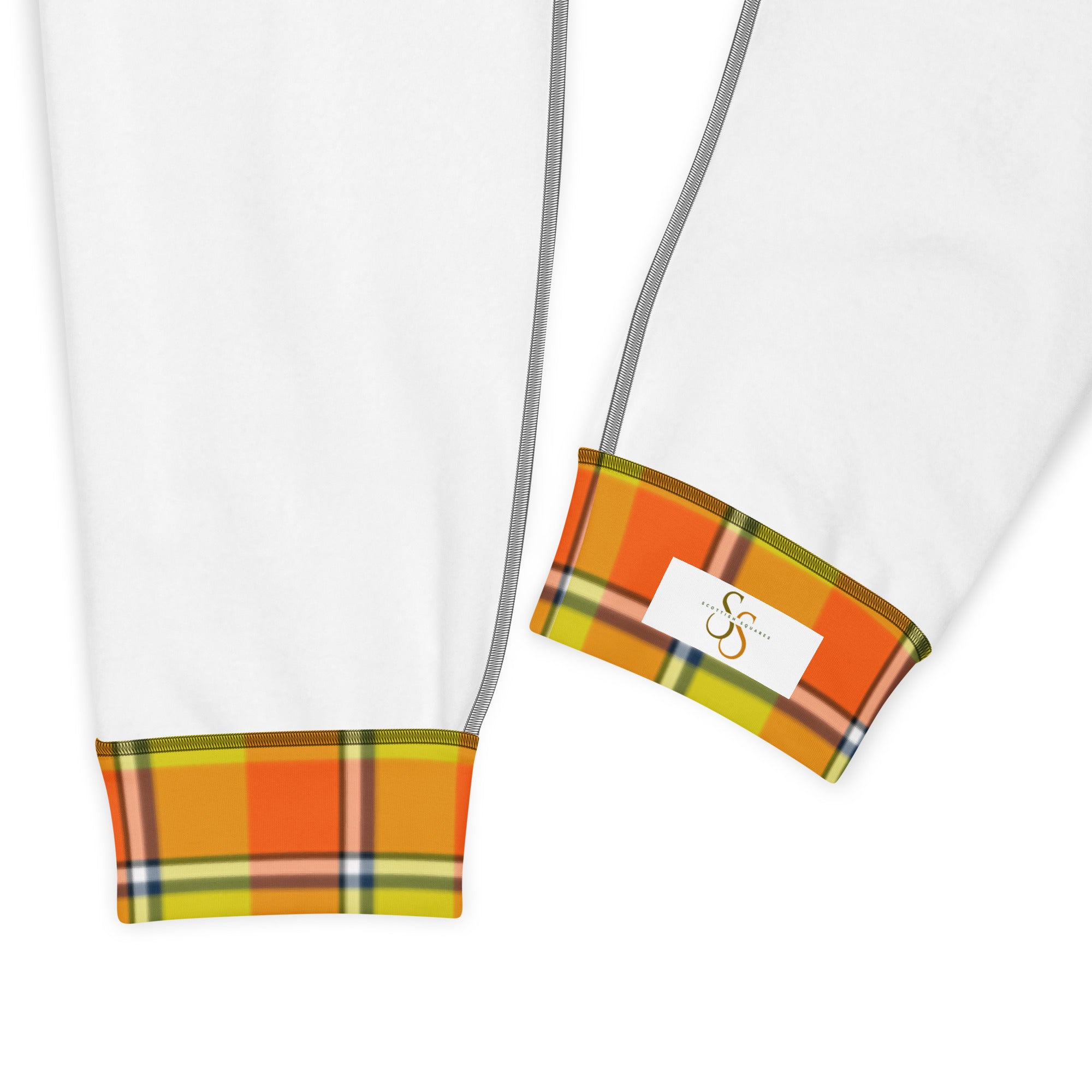 Blaze Orange and Bird Flower Plaid Women's Joggers - Scottish Squares