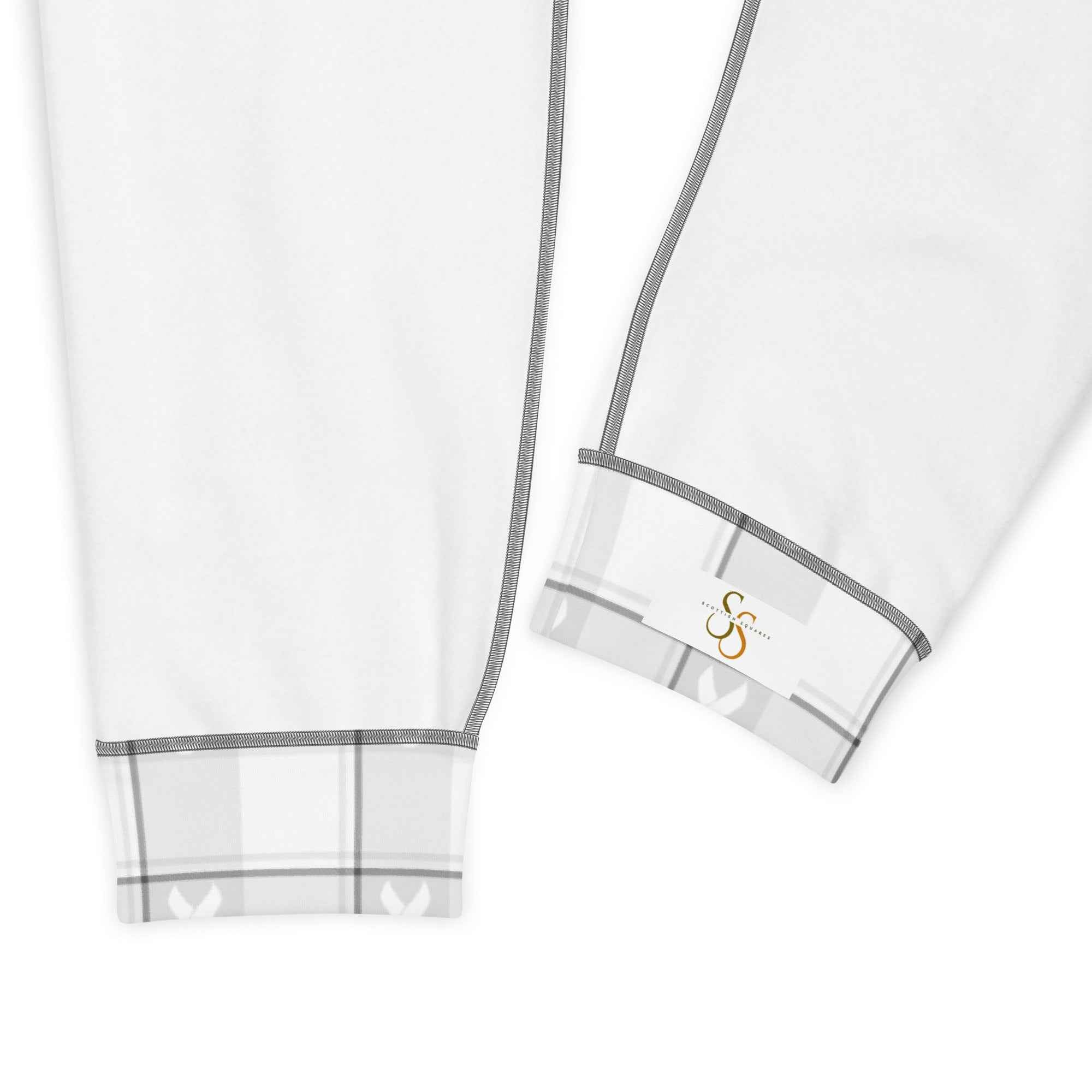 Women's Joggers Lung Cancer Awareness Plaid, White Ribbon, Supportive Gift - Scottish Squares